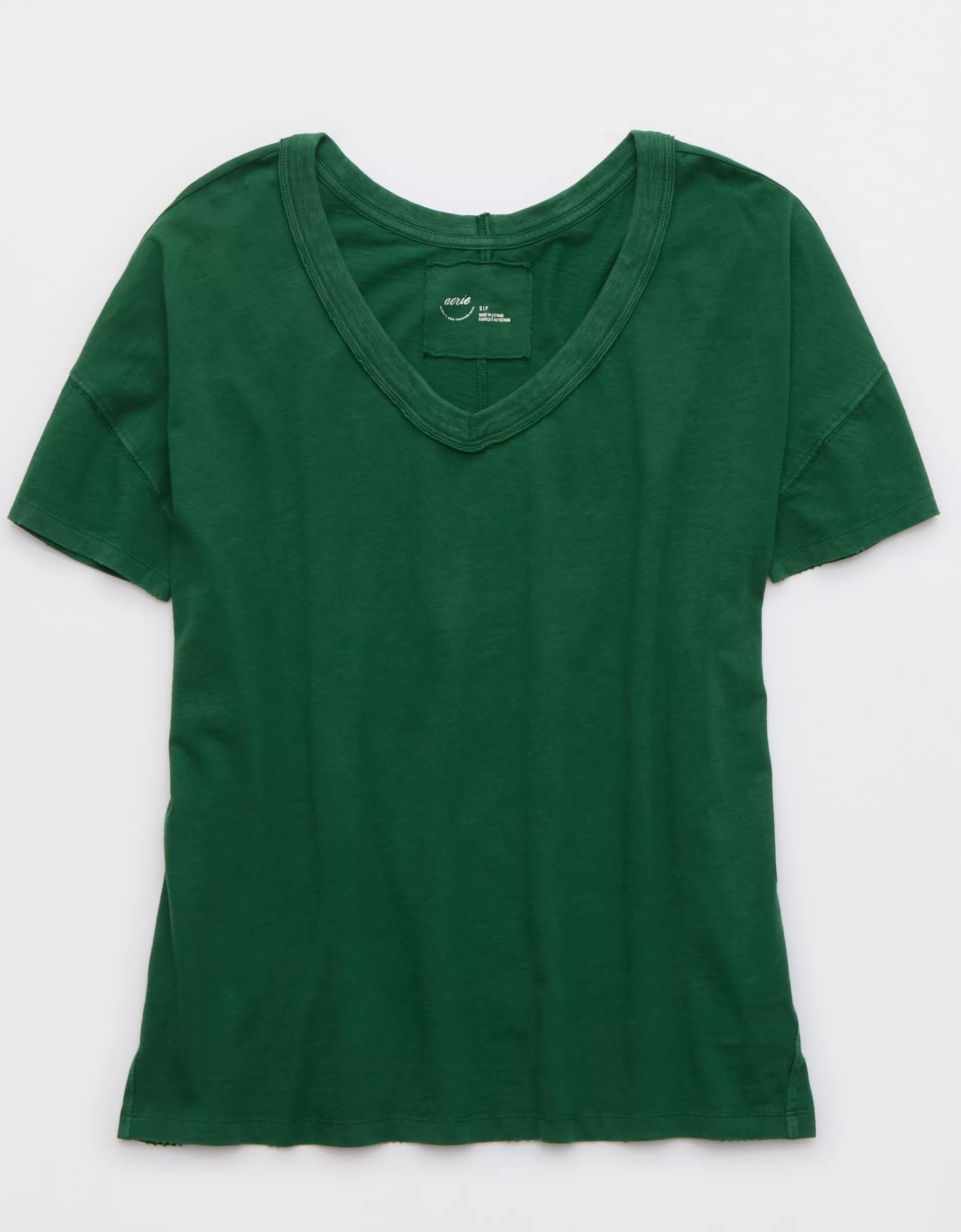 Aerie Oversized V-Neck Boyfriend T-Shirt Product Image