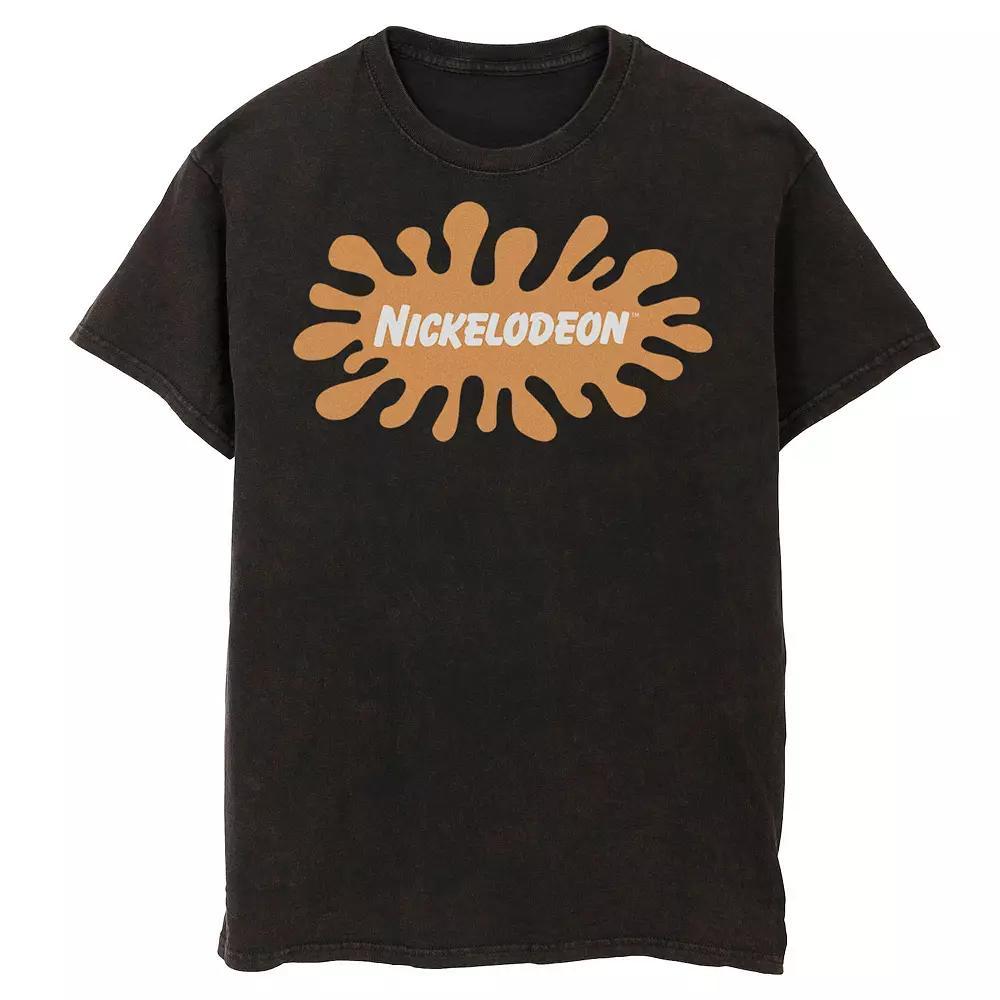 Men's Nickelodeon Classic Splatter Logo Mineral Wash Graphic Tee, Size: Small, Black Product Image