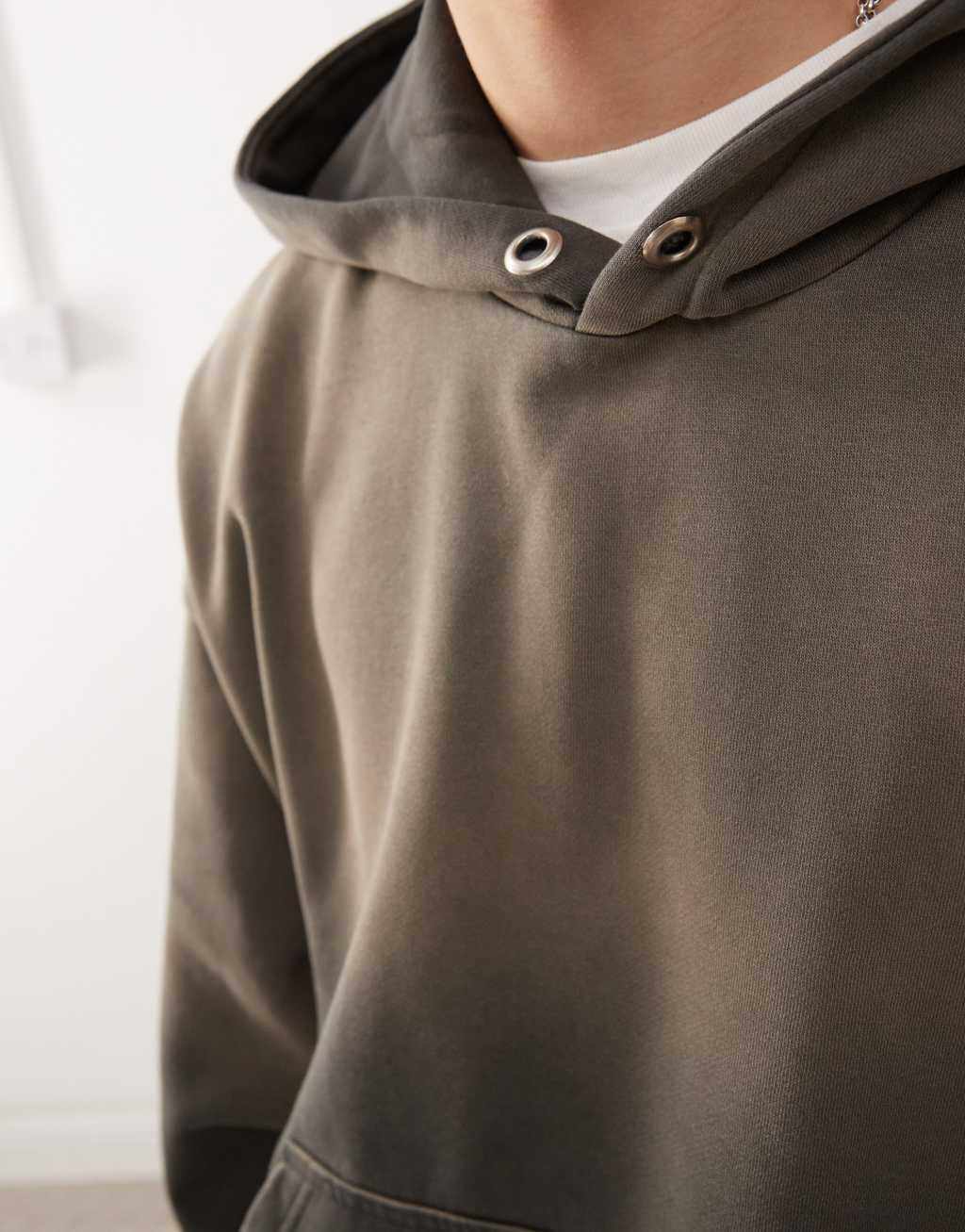 Weekday Leon heavyweight jersey oversized hoodie in washed gray Product Image