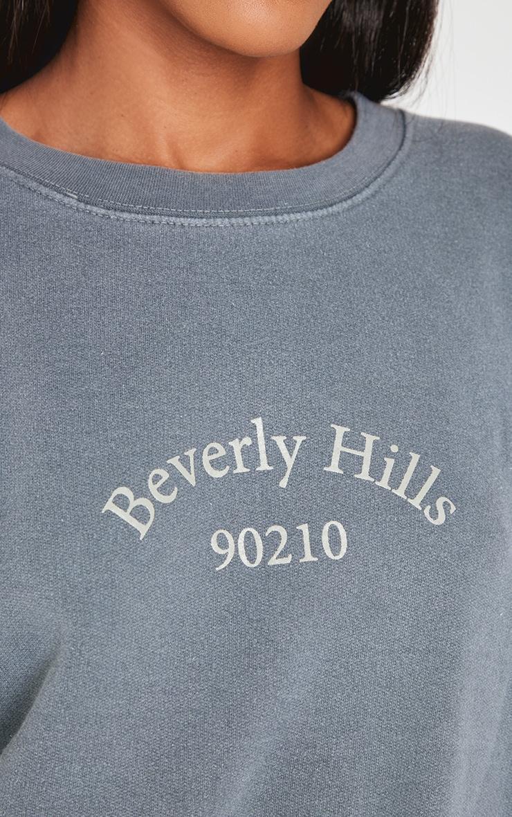 Charcoal Beverly Hills Printed Washed Sweatshirt Product Image