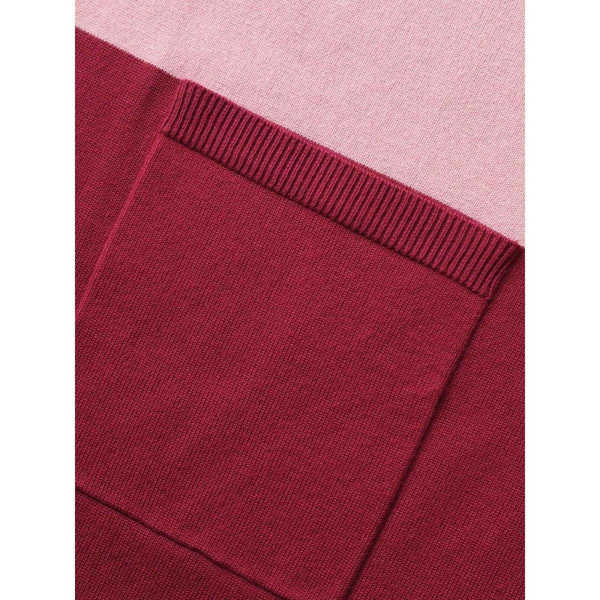 Plus Size Supersoft Essentials Colorblock Contrast Pocket Cardigan Rosered Women Casual Loose Three Quater Length Sleeve Everyday Cardigans BloomChic 22-24/3X Product Image