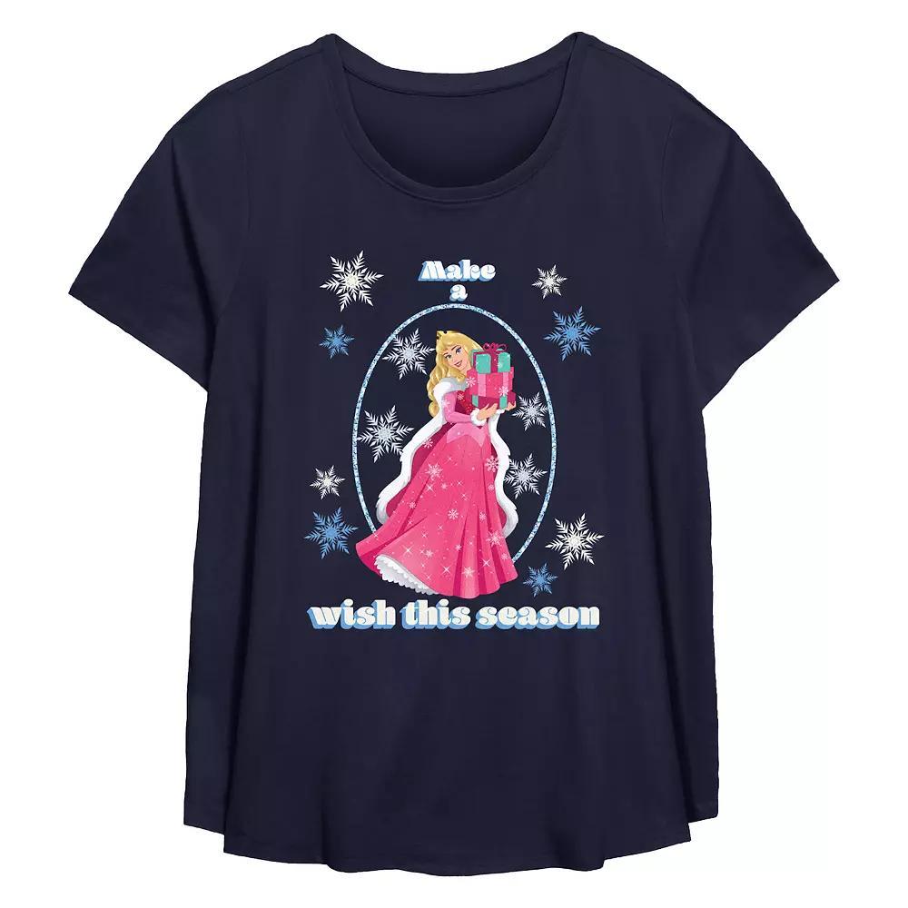 Disney Princess Sleeping Beauty Aurora Make A Wish This Season Plus Size Flowy Graphic Tee, Women's, Size: 1XL, Blue Product Image