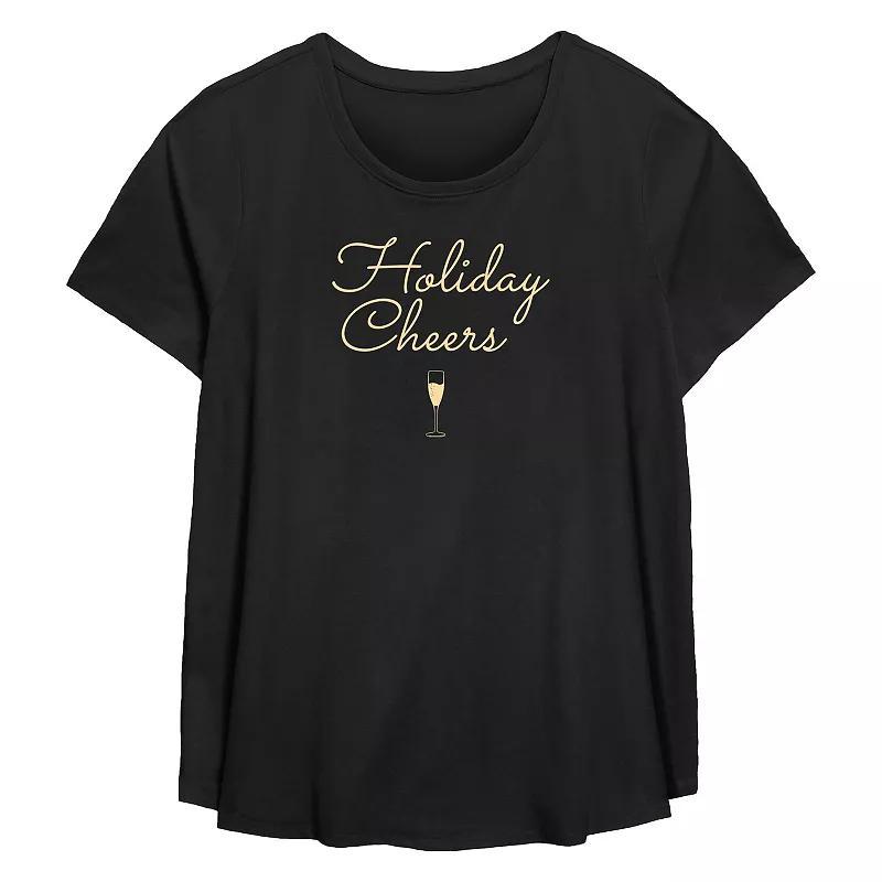 Plus Size Holiday Cheers Flowy Graphic Tee, Womens Product Image