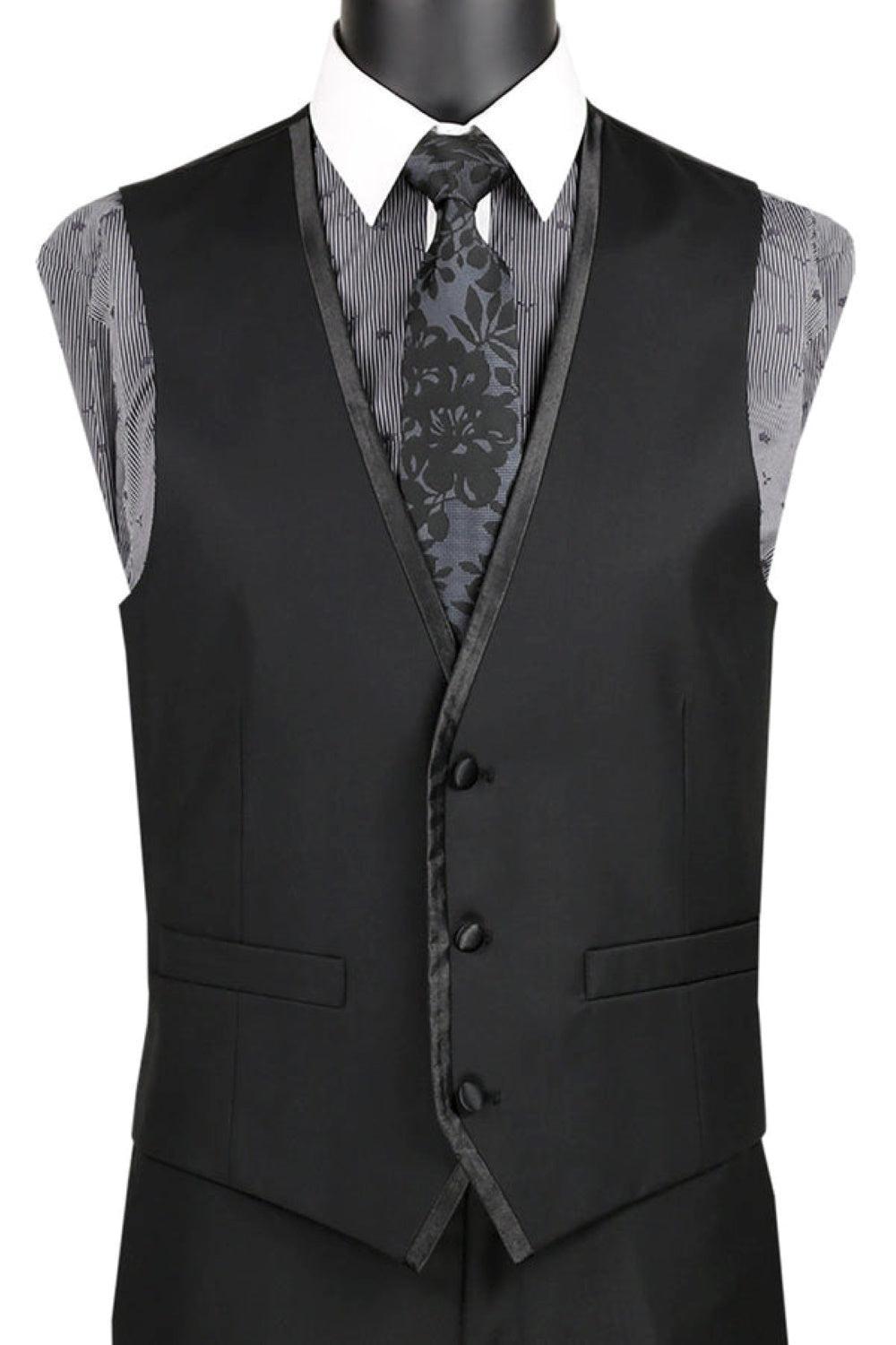 Leonardo Collection - Slim Fit Tuxedo 2 Buttons 3 Piece Suit Black Product Image