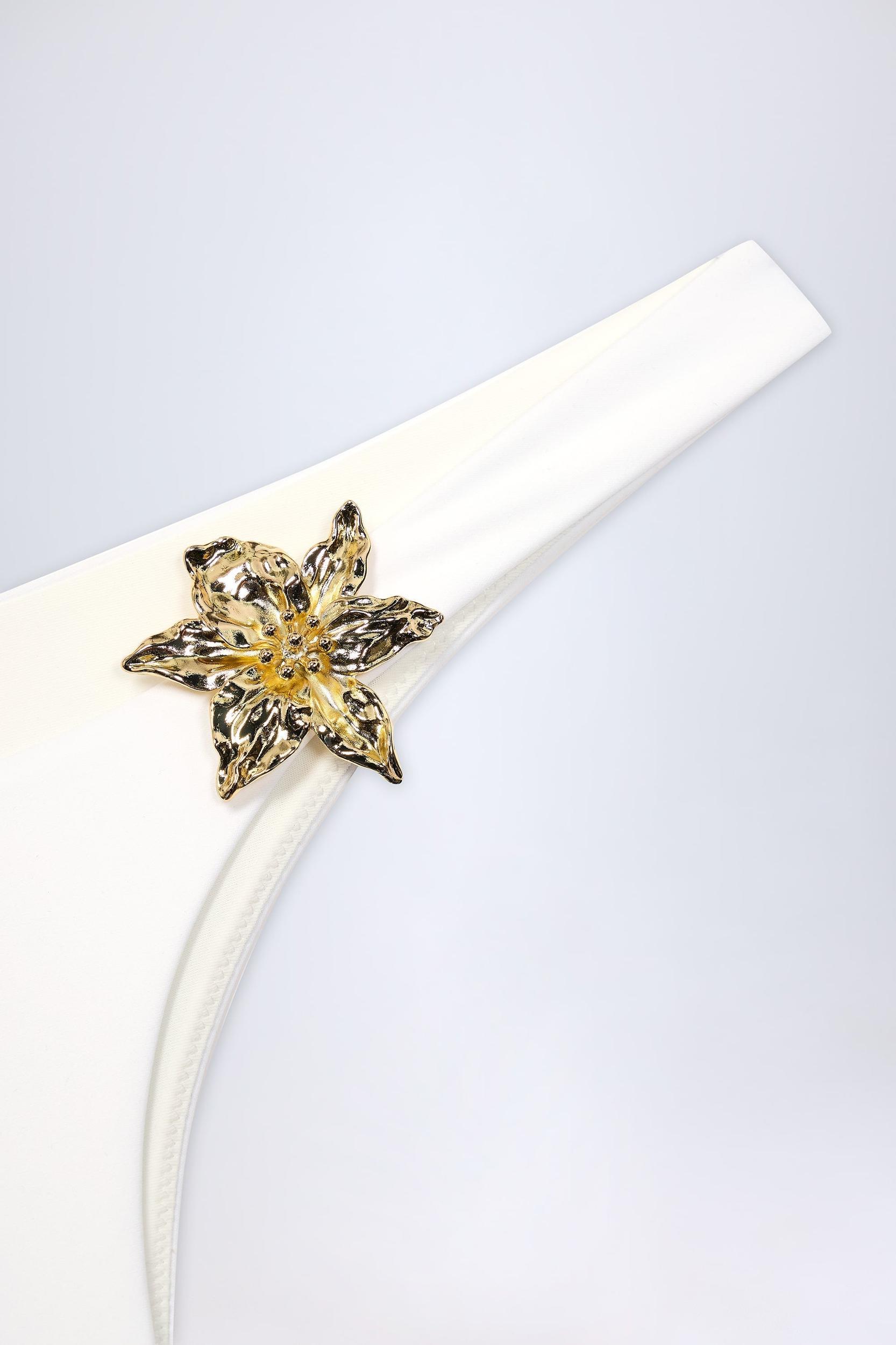 Hardware-Detail Cheeky Bikini Bottoms in White Product Image