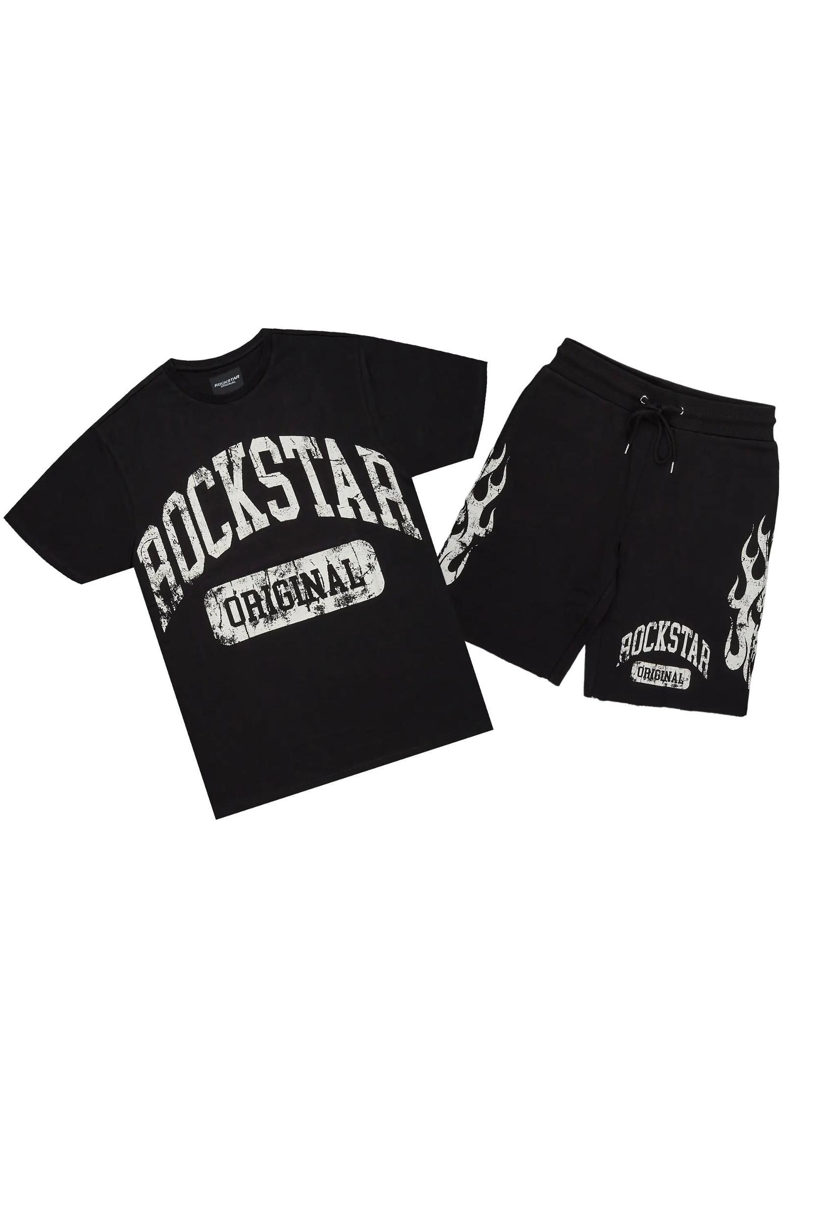 Members Black T-Shirt/Short Set Male Product Image