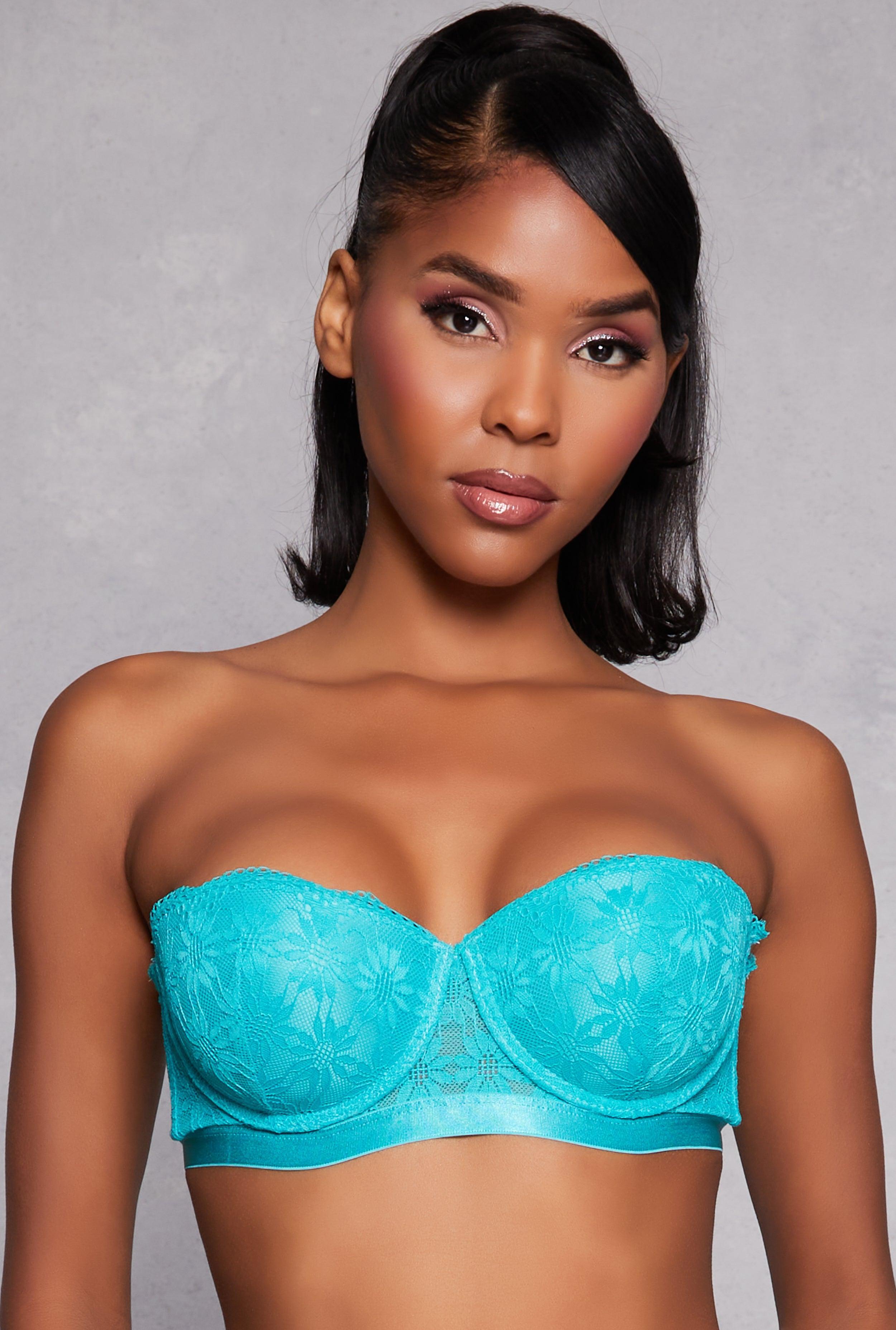 Womens Floral Lace Push Up Balconette Bra | Convertible to Strapless Product Image