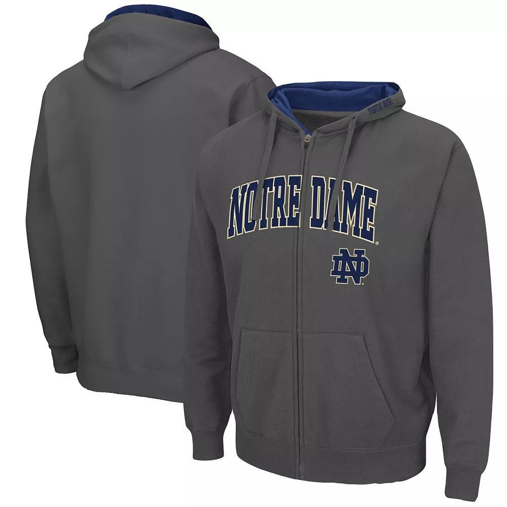 Mens Colosseum Charcoal Notre Dame Fighting Irish Arch & Logo 3.0 Full-Zip Hoodie Product Image