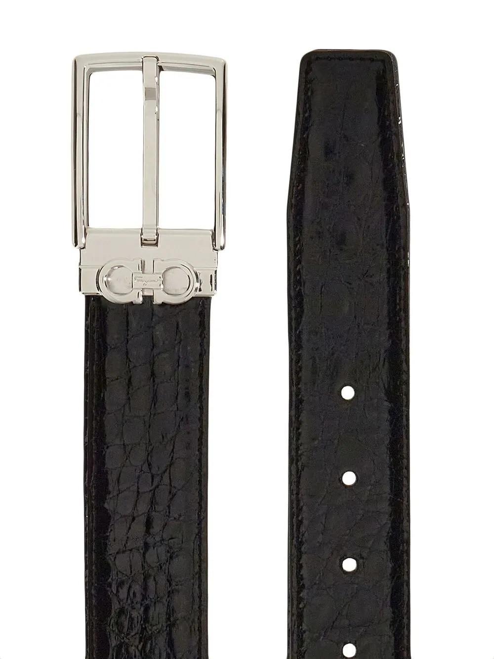 FERRAGAMO Leather Buckle Belt In Black Product Image