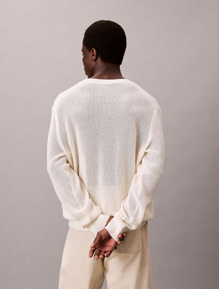 Cotton Mesh Relaxed Sweater Product Image