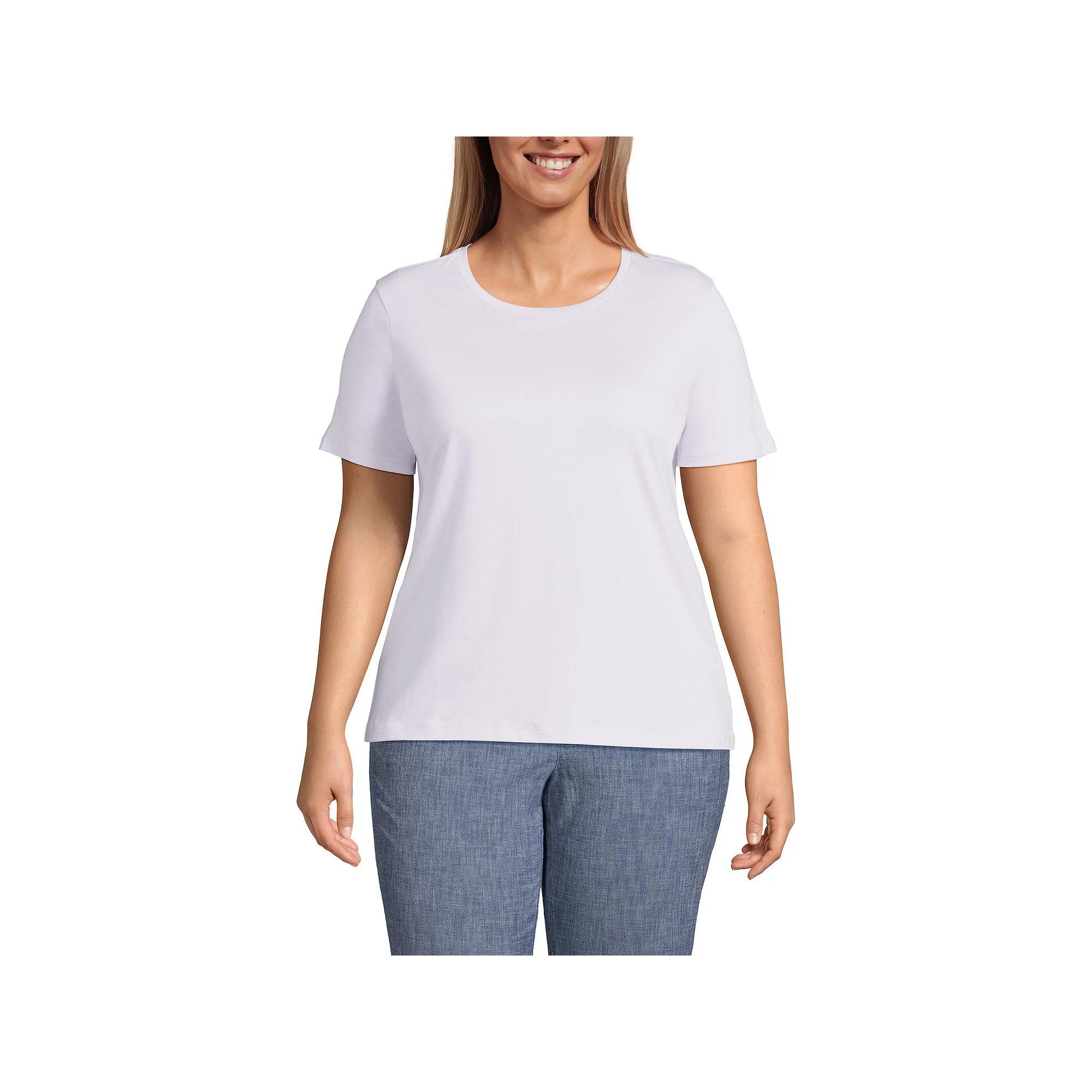 Plus Size Lands' End Relaxed Supima Cotton Crewneck Tee, Women's, Size: 1XL, Pale Yellow Product Image