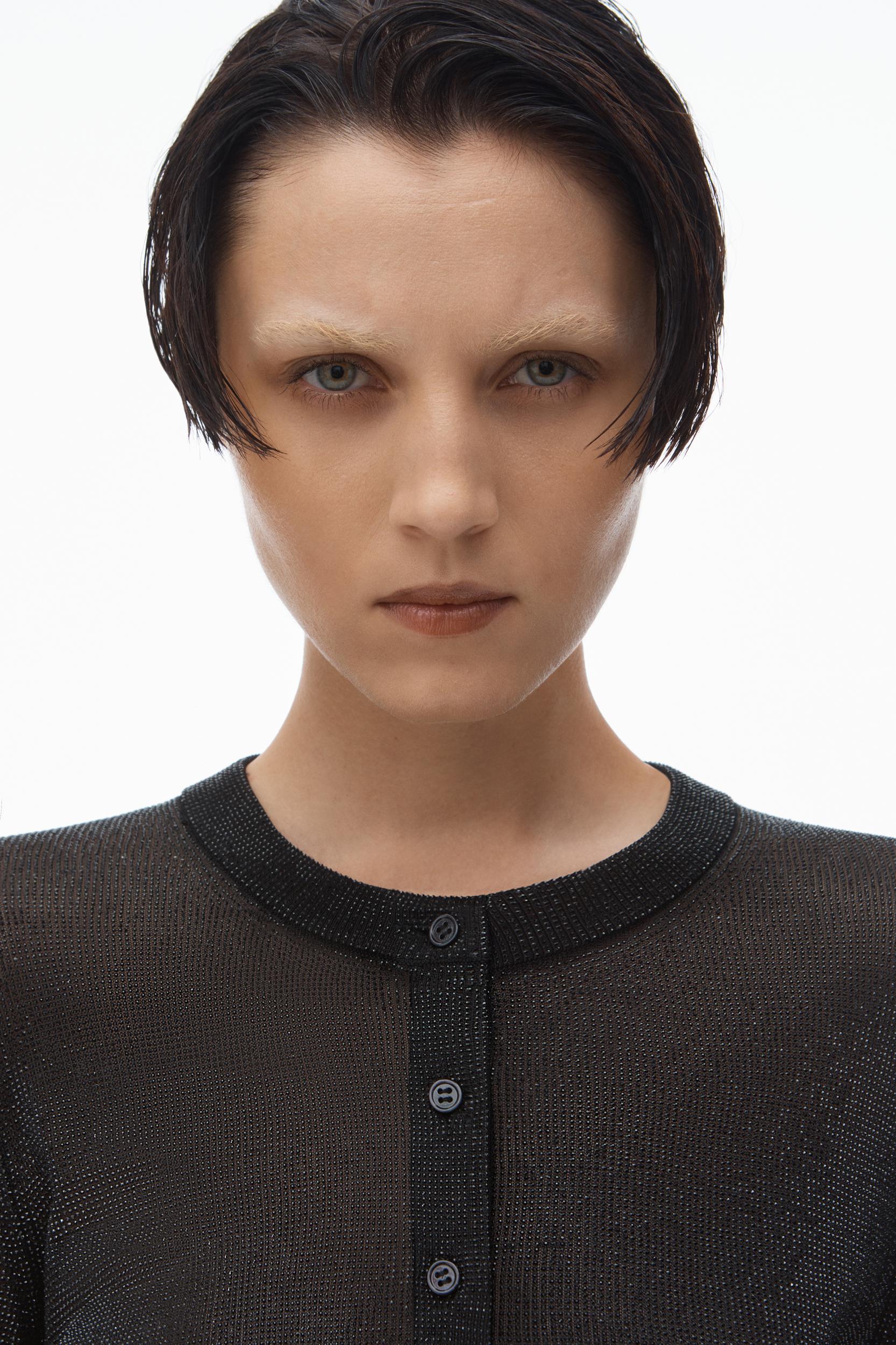 Cropped Cardigan In Clear Bead Hotfix Product Image