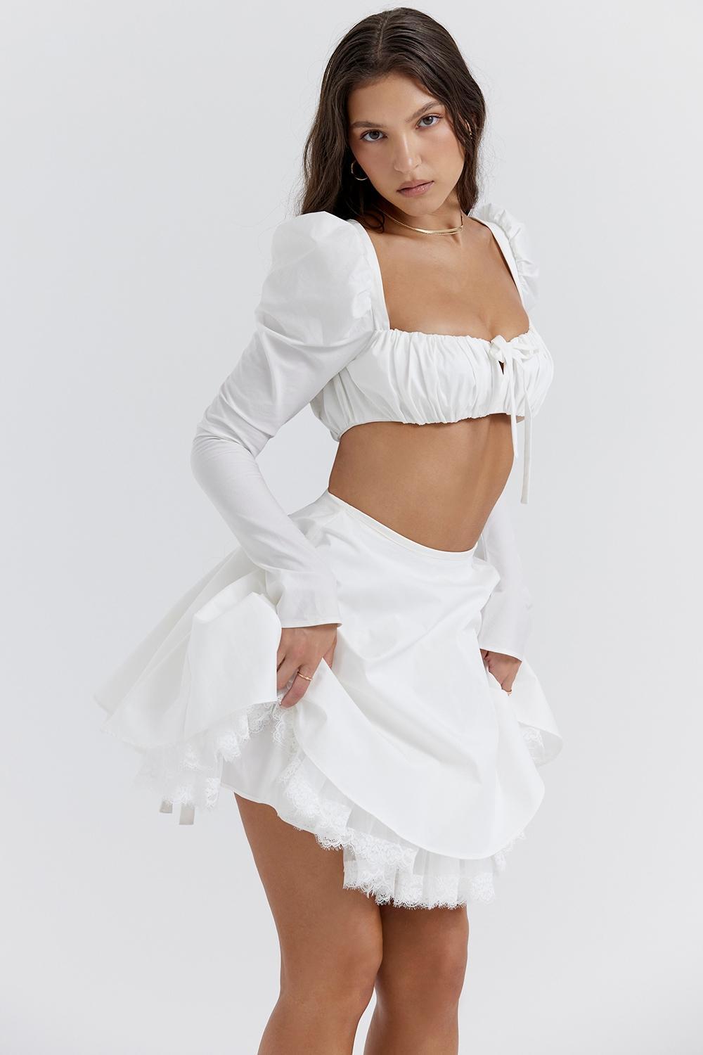 Shira White Puff Sleeve Top Product Image