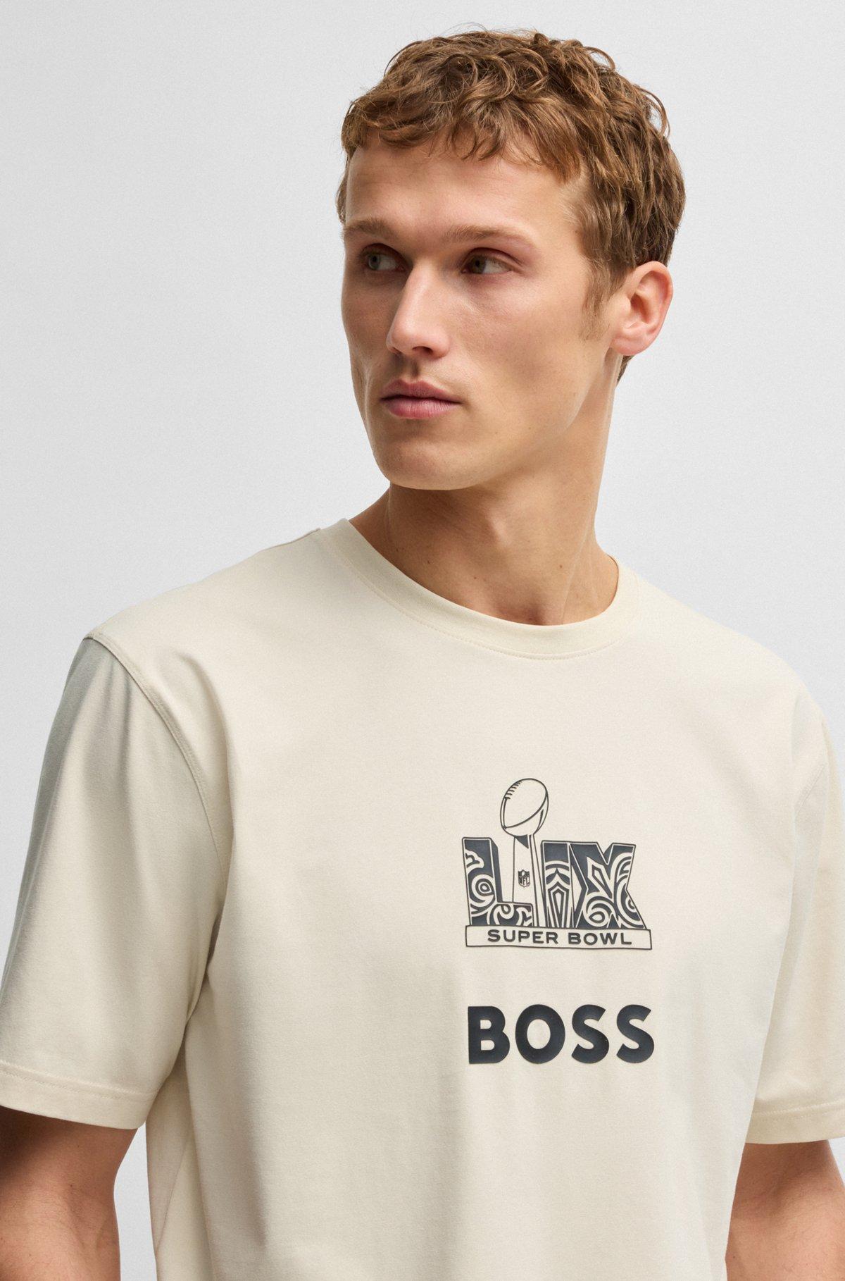 BOSS x NFL stretch-cotton T-shirt with gold-tone artwork Product Image