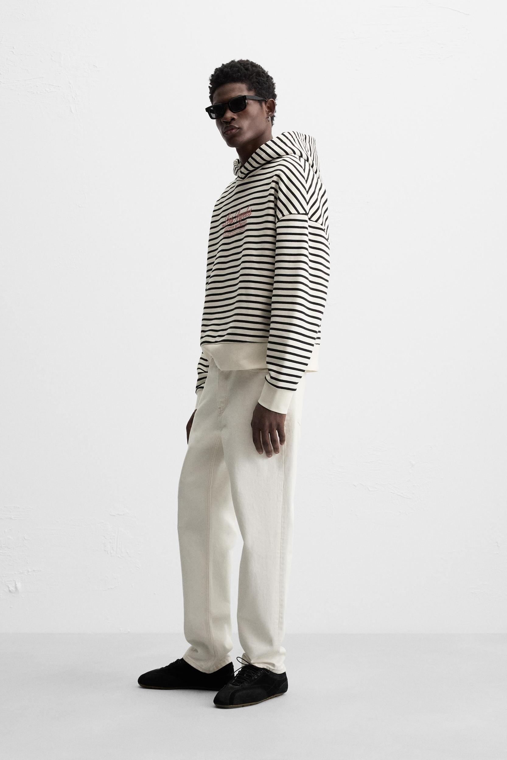 TEXT PRINT STRIPED SWEATSHIRT Product Image