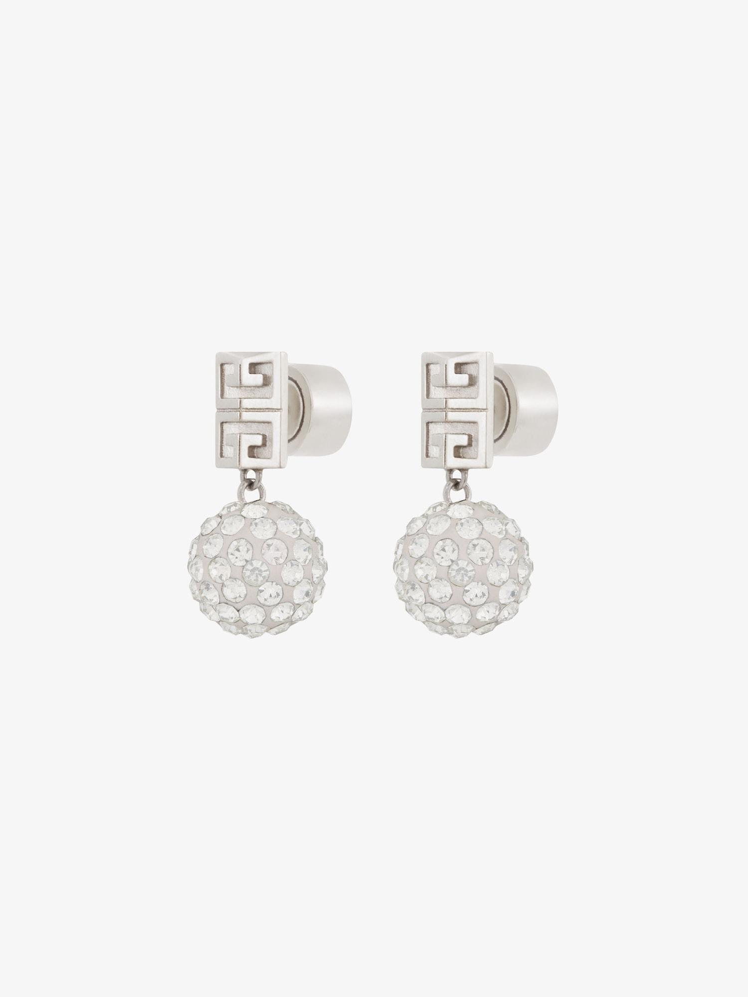 4G earrings in metal with crystals Product Image