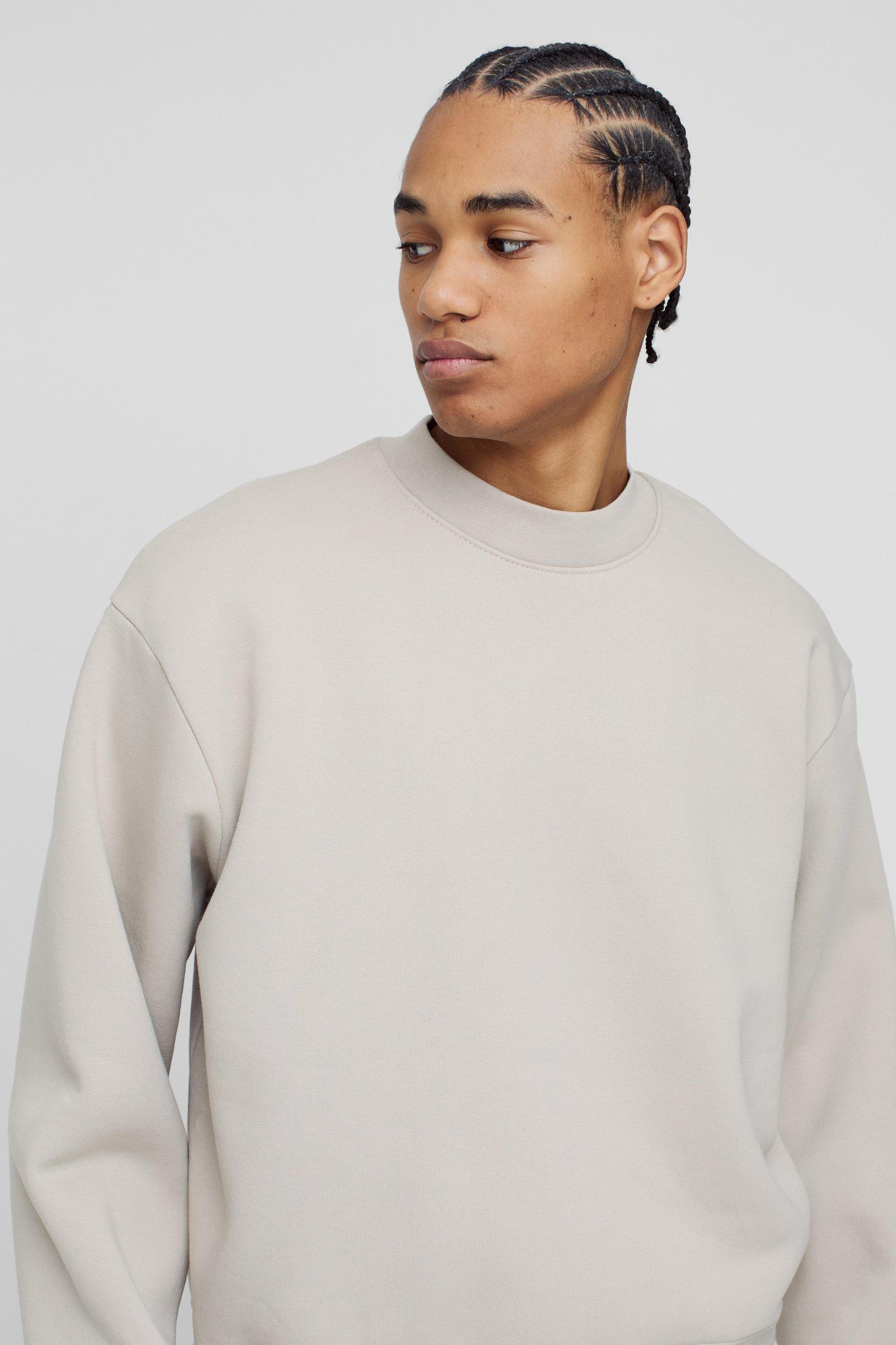 330GSM Oversized Basic Boxy Extended Neck Sweatshirt | boohooMAN USA Product Image