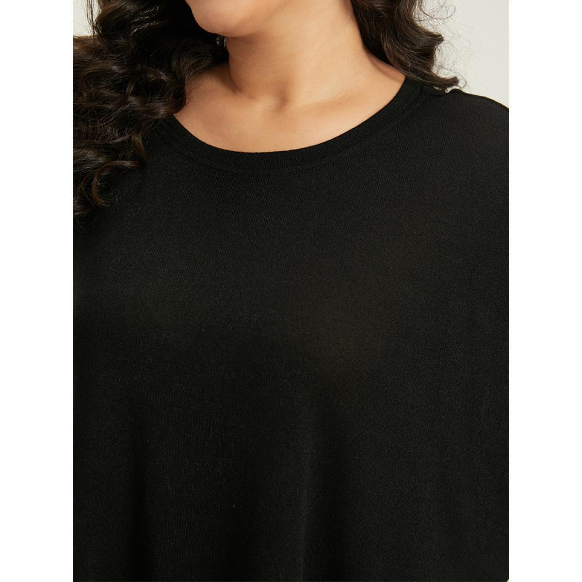 Plus Size Striped Patchwork Colorblock Contrast Crew Neck Sweatshirt Women Black Casual Contrast Round Neck Dailywear Sweatshirts BloomChic 10/M Product Image