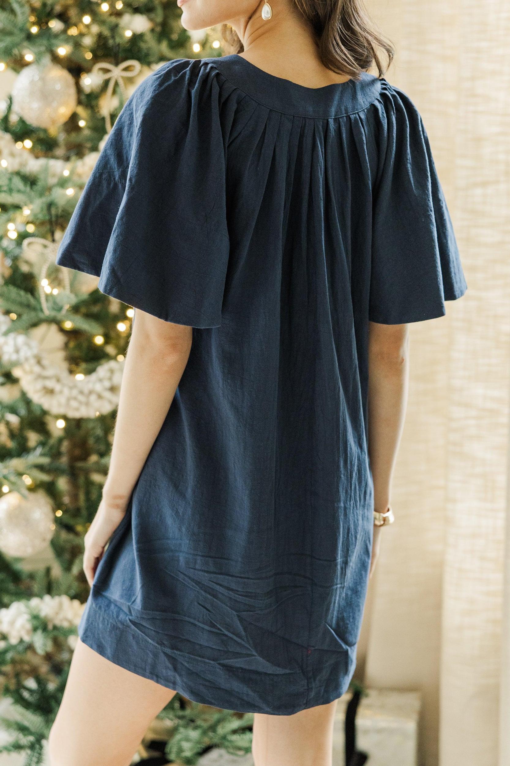 Just A Theory Navy Cotton Dress Female Product Image