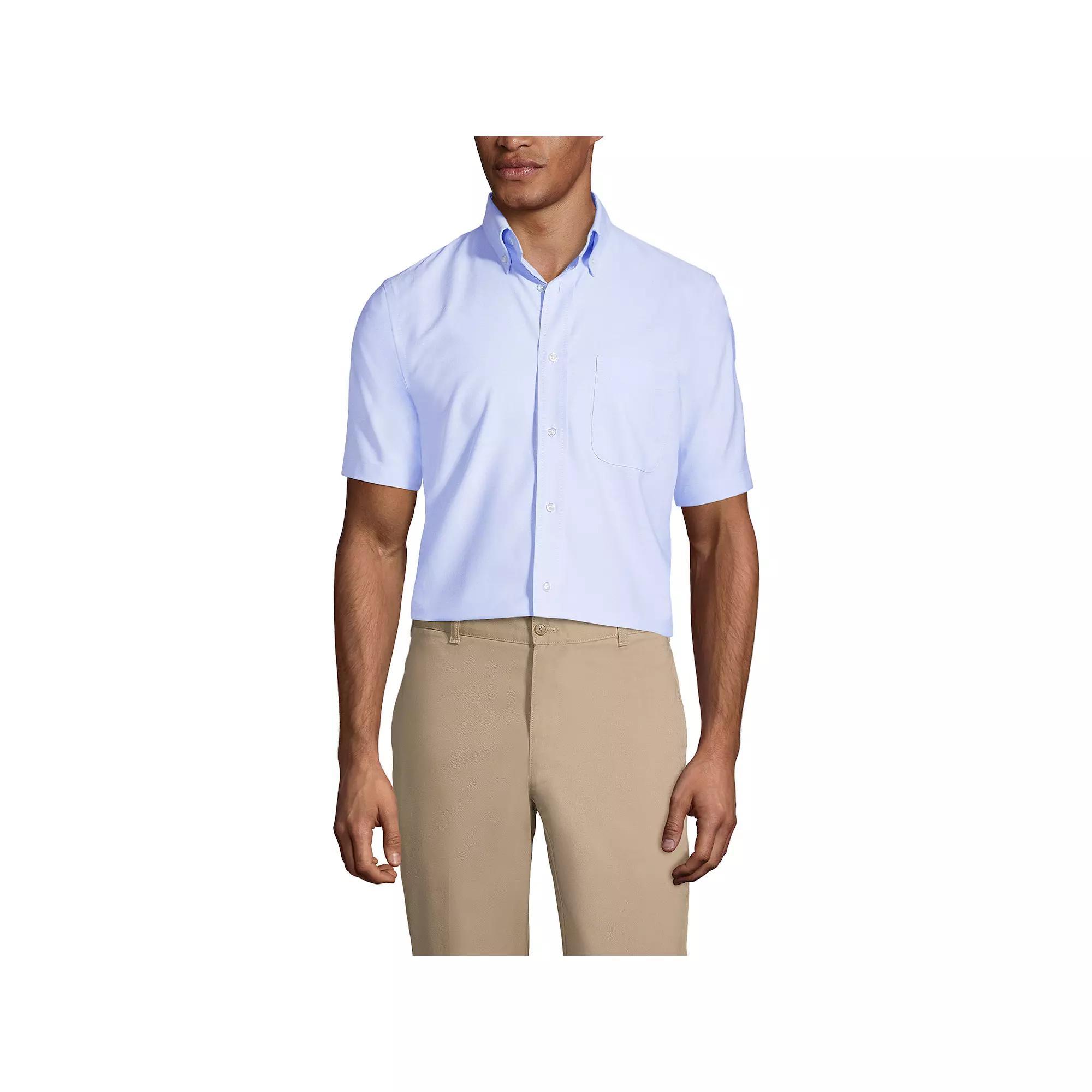Men's Lands' End School Uniform Short Sleeve Oxford Dress Shirt,  Product Image