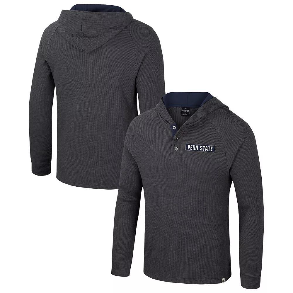 Men's Colosseum  Gray Penn State Nittany Lions Dujour Ralgan Long Sleeve Henley Pullover Hoodie, Size: Medium, Grey Product Image