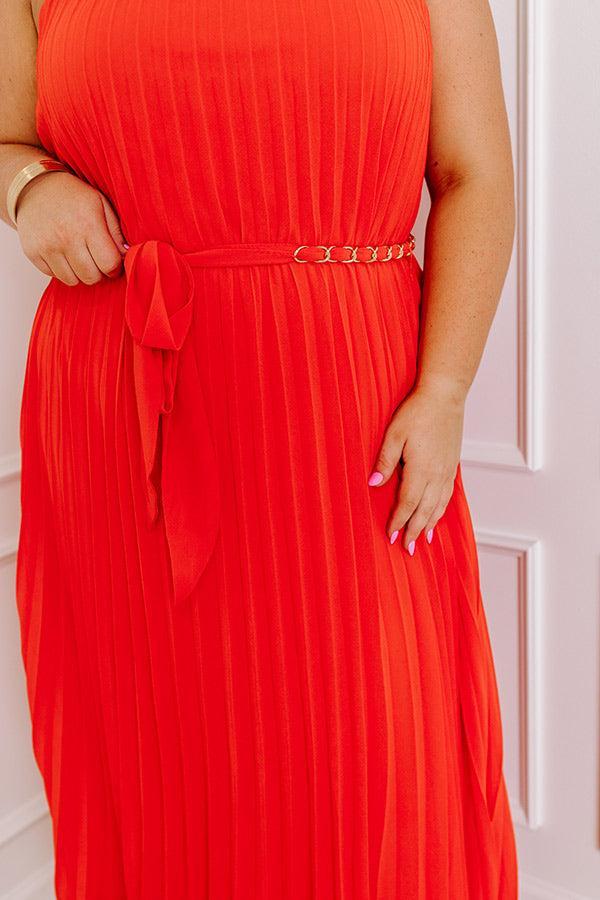 VIP Party Pleated Maxi Dress in Red Curves Product Image