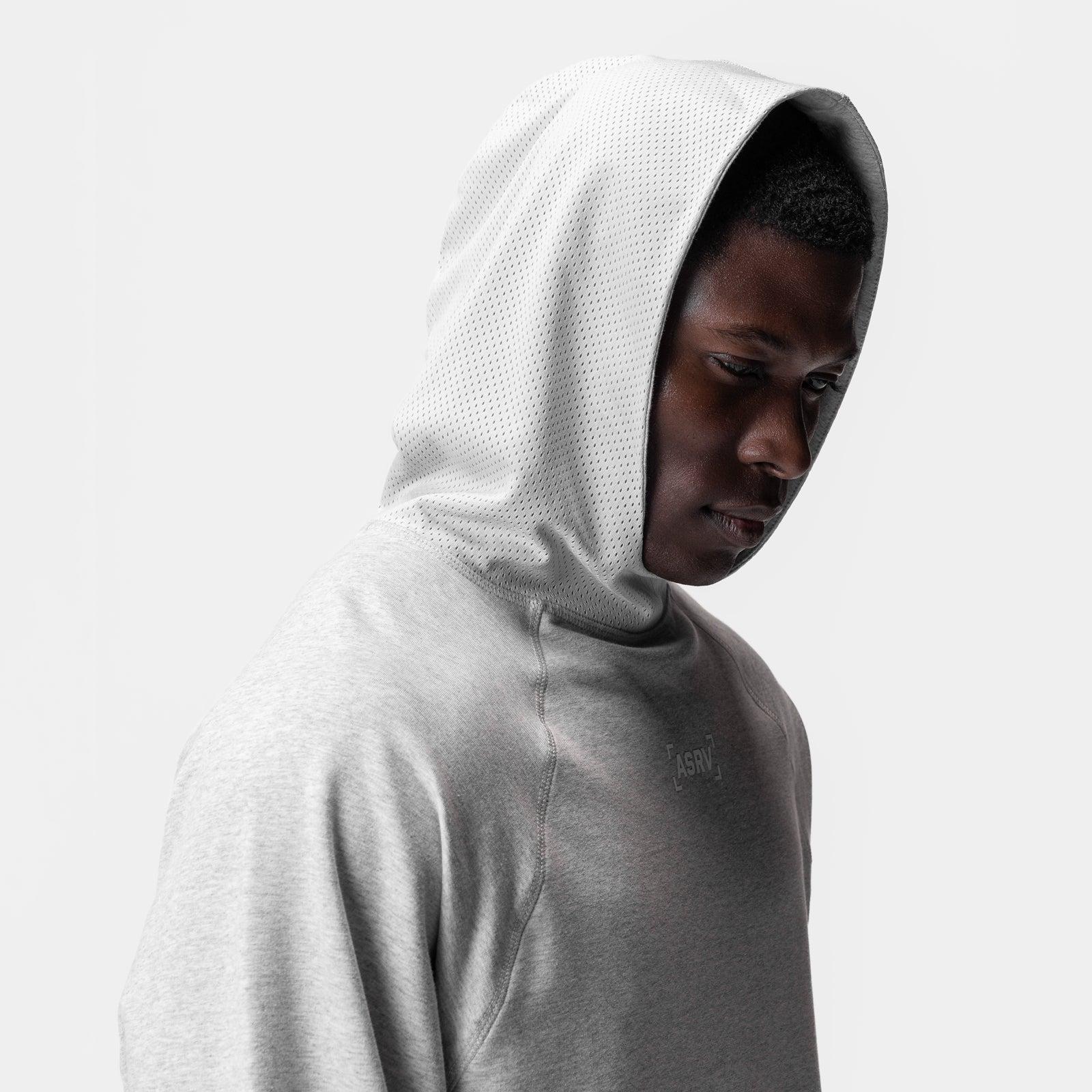 0958. Micro-Terry Raw Hem Hoodie - Heather Grey Product Image