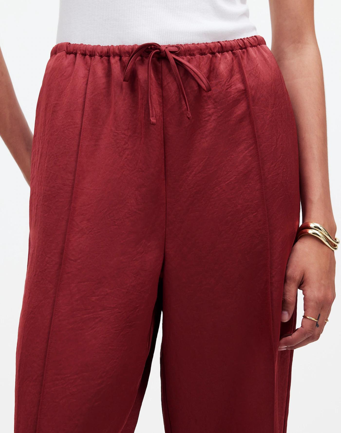 Pintucked Slim Pull-On Pants in Satin Product Image