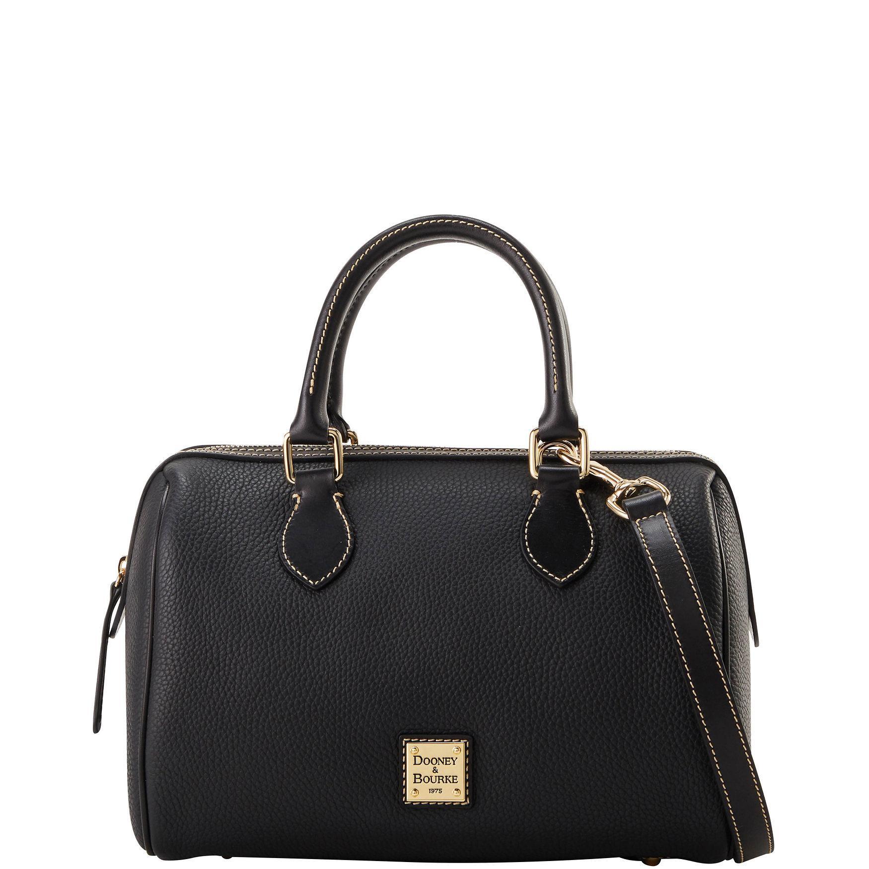 Dooney & Bourke Womens Pebble Grain Barrel Leather Satchel Bag in Black Product Image