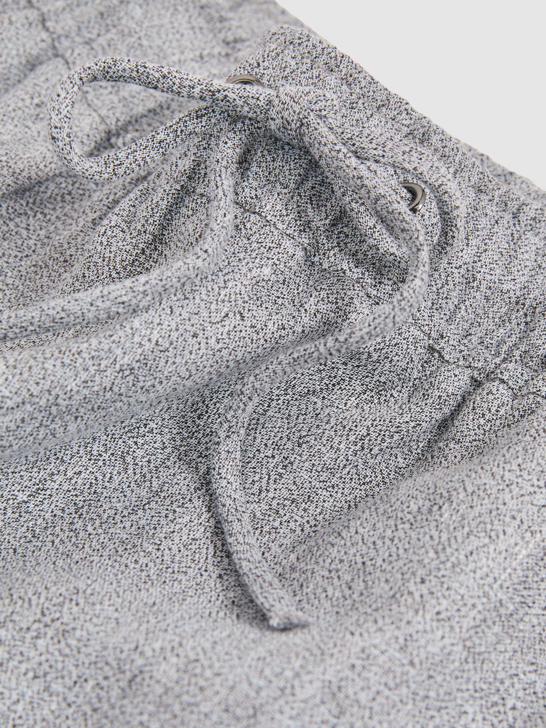 Linen-Blend Drawstring Shorts in Blue Product Image