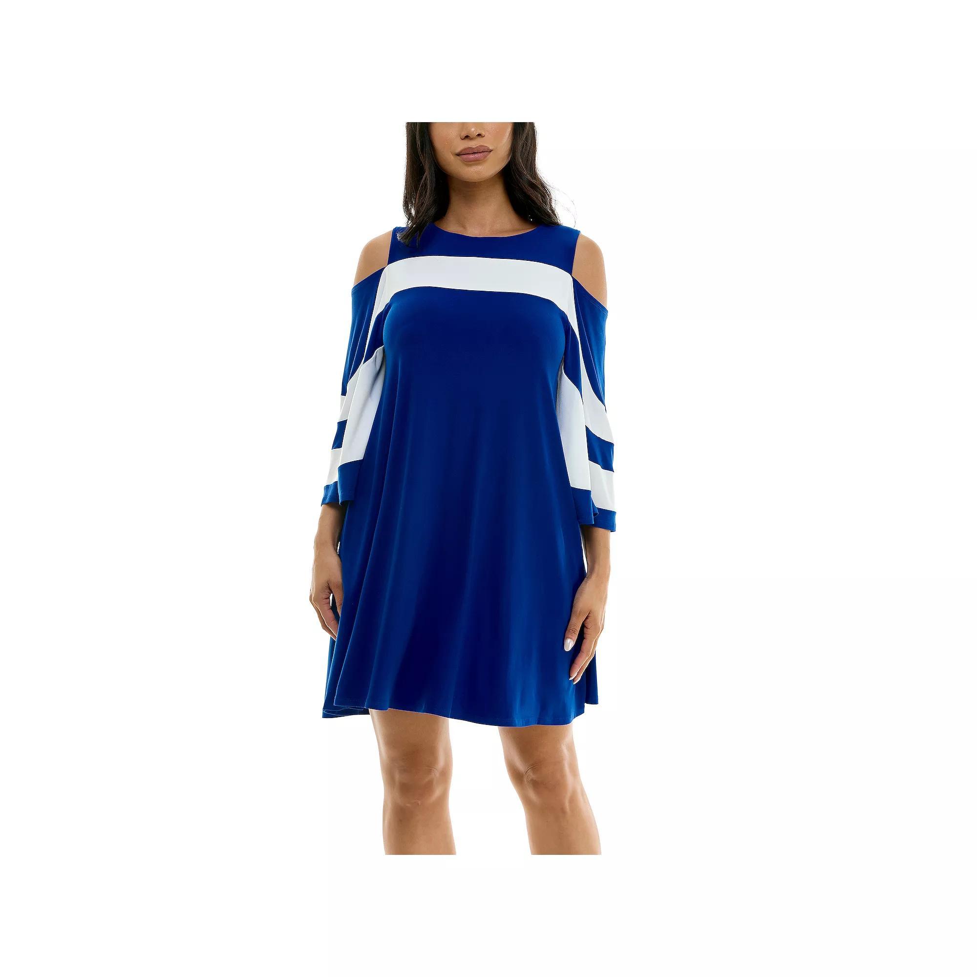 Women's Nina Leonard Draped Sleeve Cold-Shoulder Dress,  Product Image