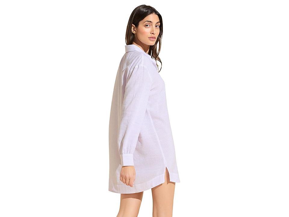 Eberjey Nautico Sleepshirt (White/Lavender) Women's Pajama Product Image