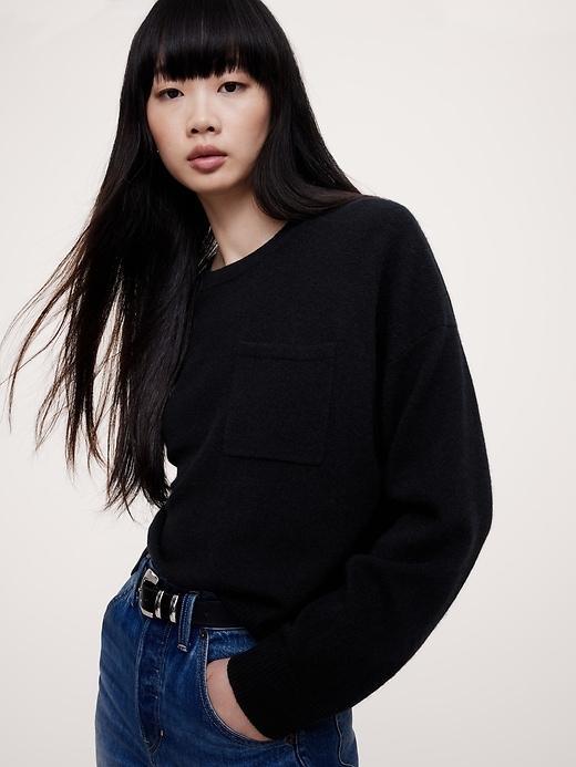 Lightweight Cashmere Cropped Sweater Product Image