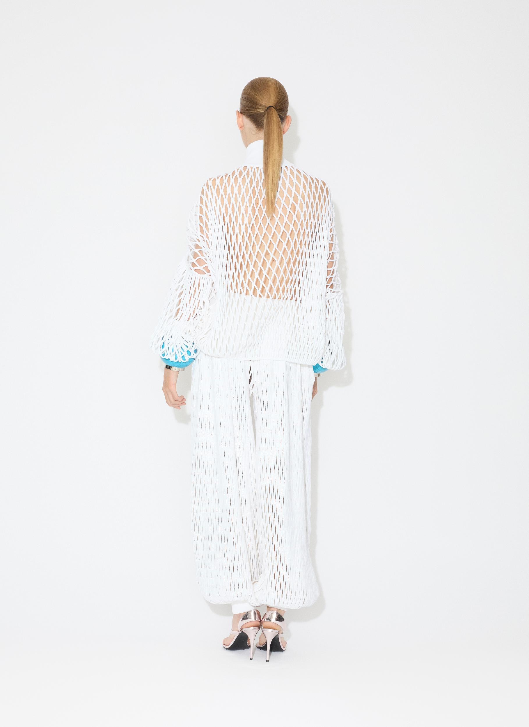 WHITE  MACRAMÉ KNIT LOOSE JUMPER Product Image