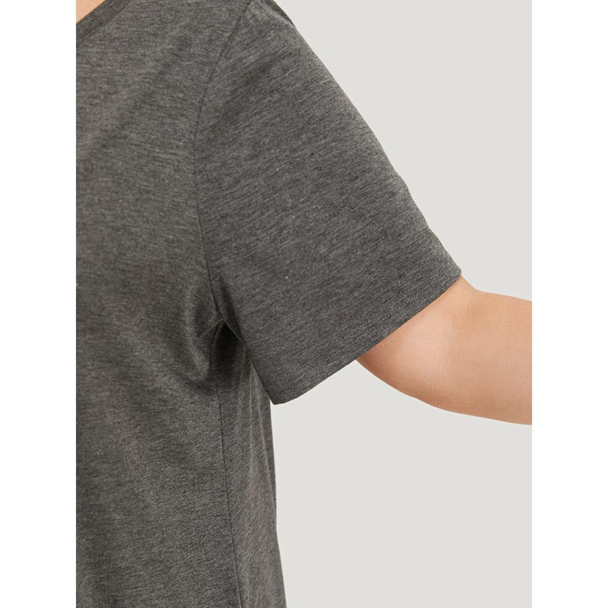 Plus Size Butterfly & Moon Print Heather Graphic T-shirt DimGray Women Casual Heather Star and moon Dailywear T-shirts BloomChic 28/5X Product Image