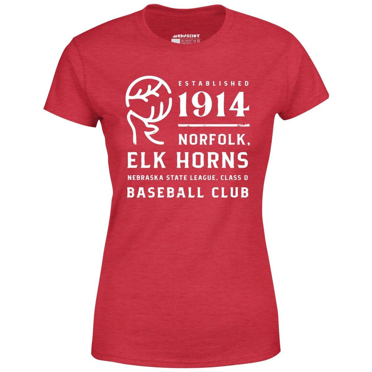 Norfolk Elk Horns - Nebraska - Vintage Defunct Baseball Teams - Women's T-Shirt Female Product Image