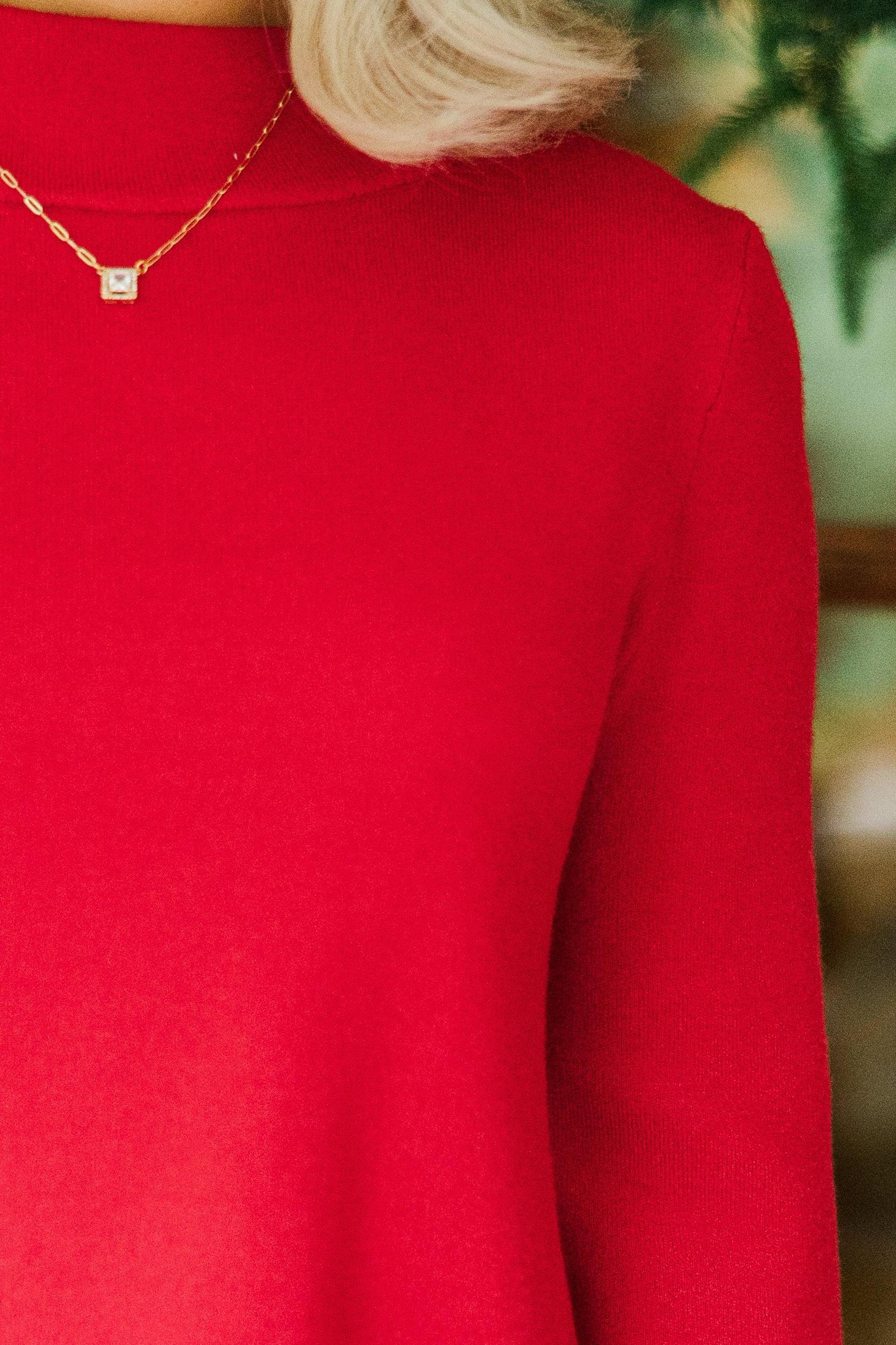 Just A Feeling Red Mock Neck Sweater Female Product Image
