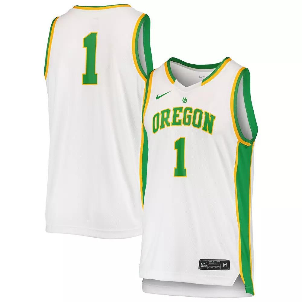 Unisex Nike #1 White Oregon Ducks Women's Basketball Throwback Replica Jersey,  Product Image