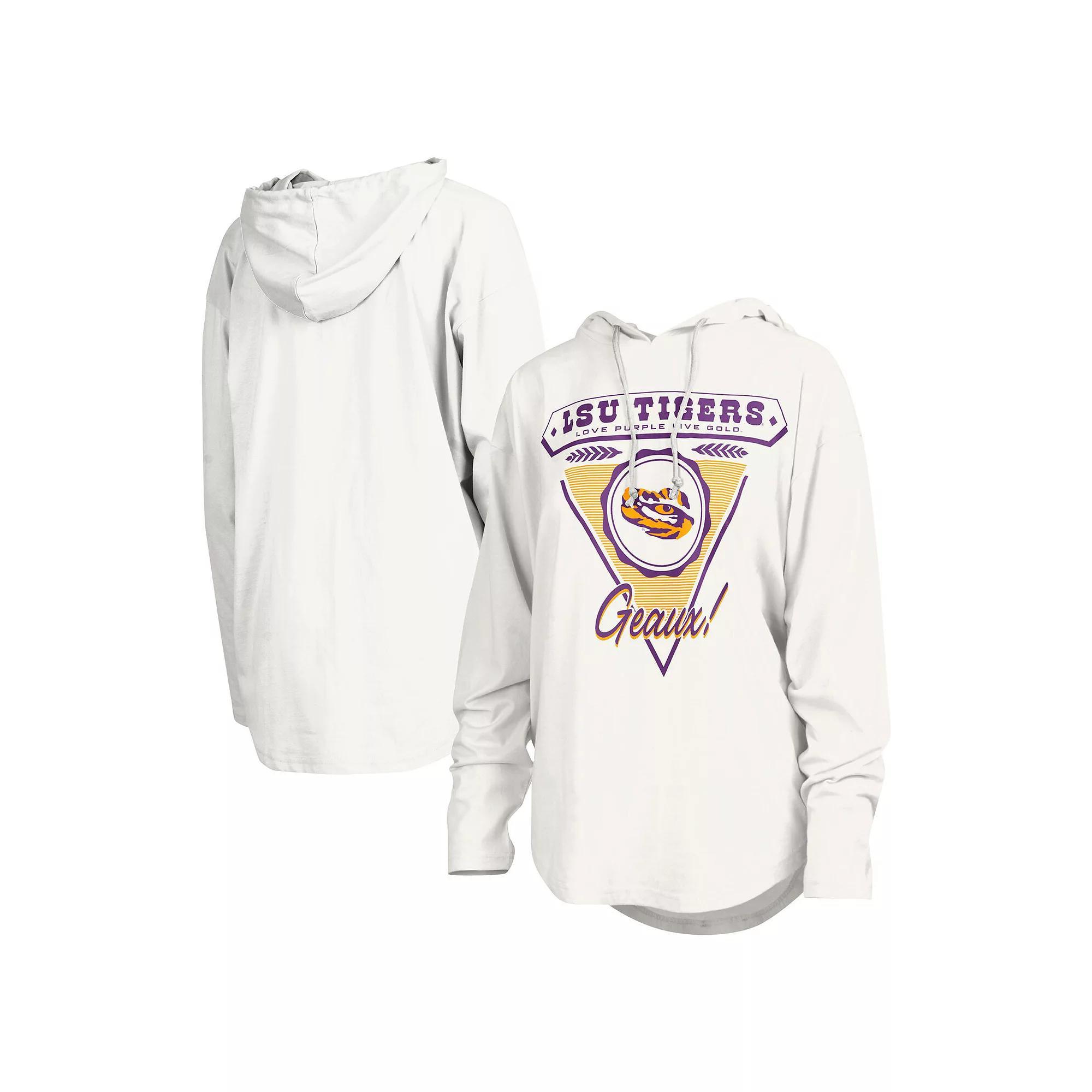 Women's Pressbox White LSU Tigers San Bruno Hoodie Long Sleeve T-Shirt,  Product Image