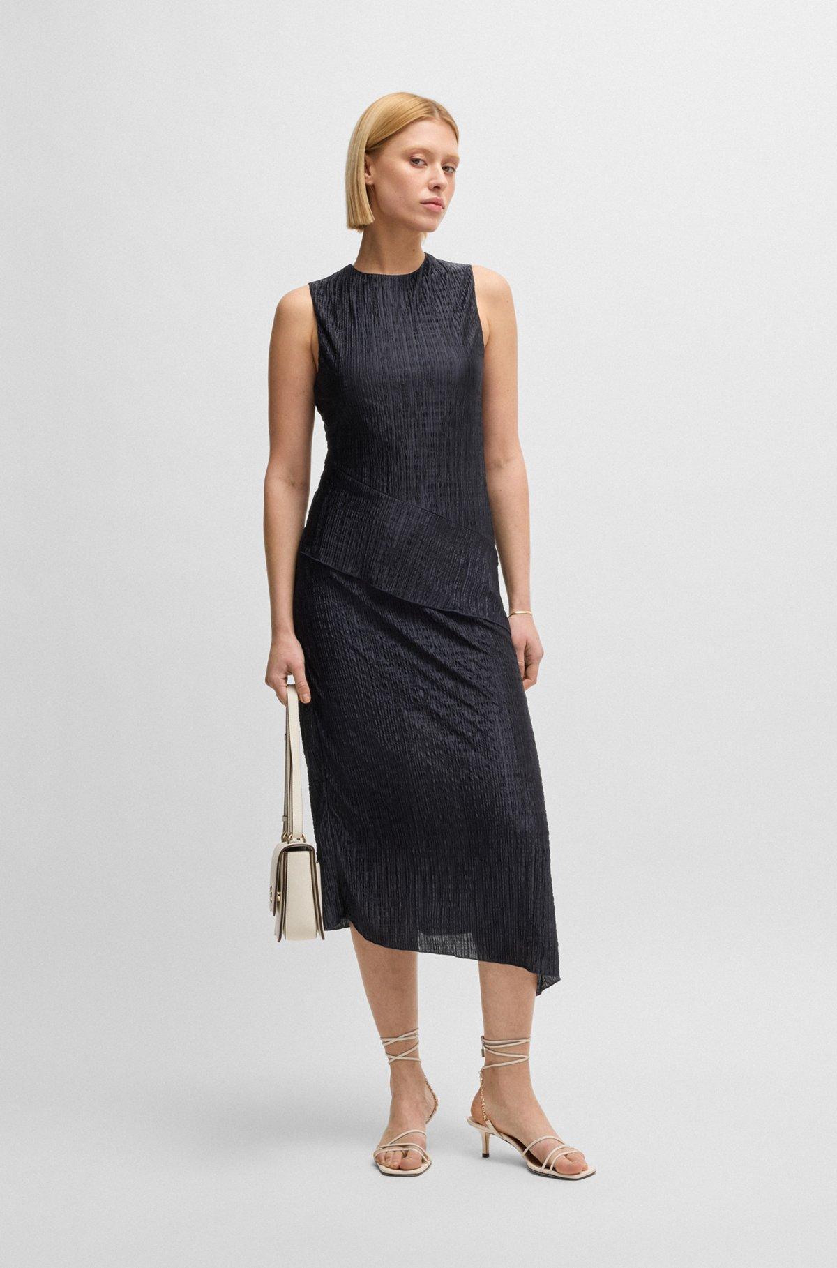 BOSS - Plissé dress with layered effect - Dark Blue Product Image