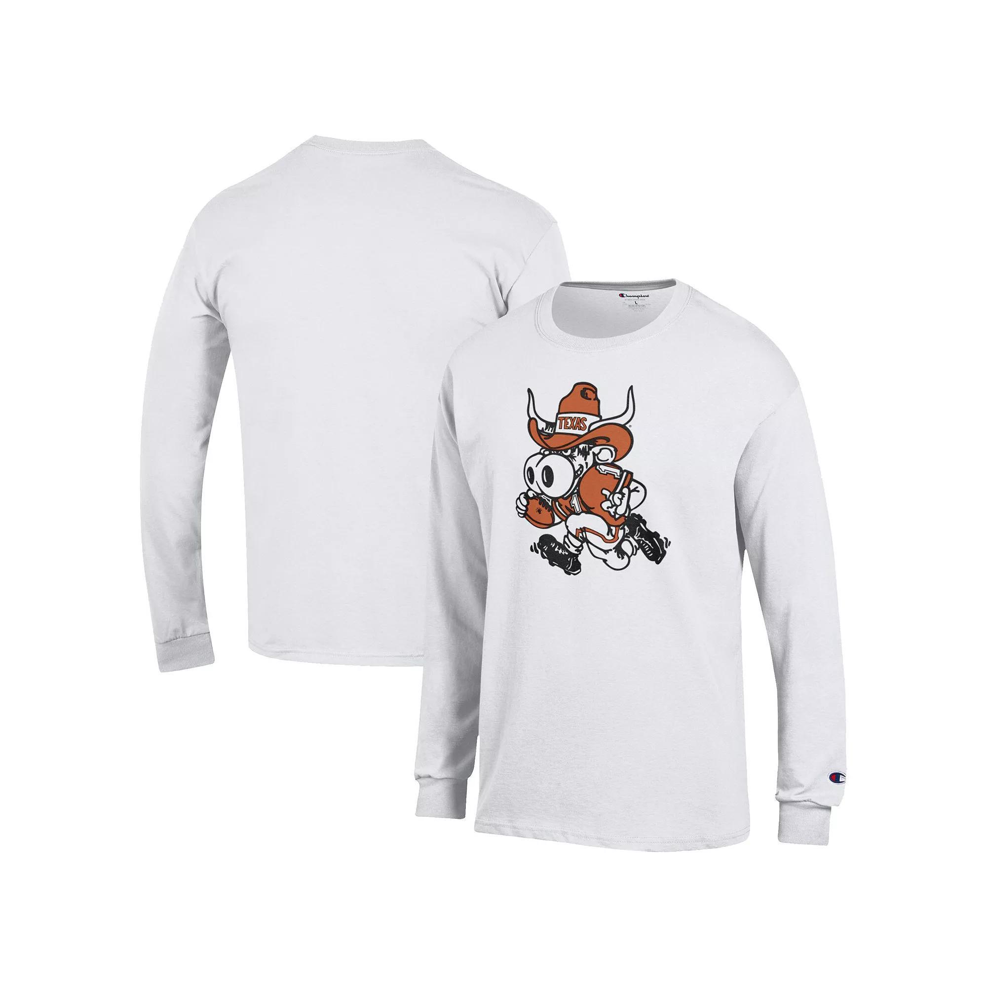 Men's Champion  White Texas Longhorns  Bevo Long Sleeve T-Shirt, Size: Large Product Image
