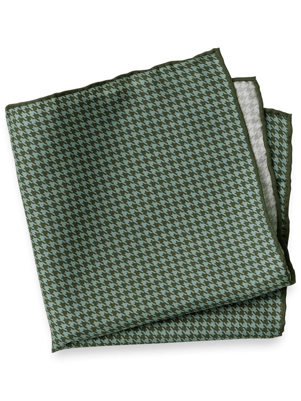 Houndstooth Silk Pocket Square - Green Product Image