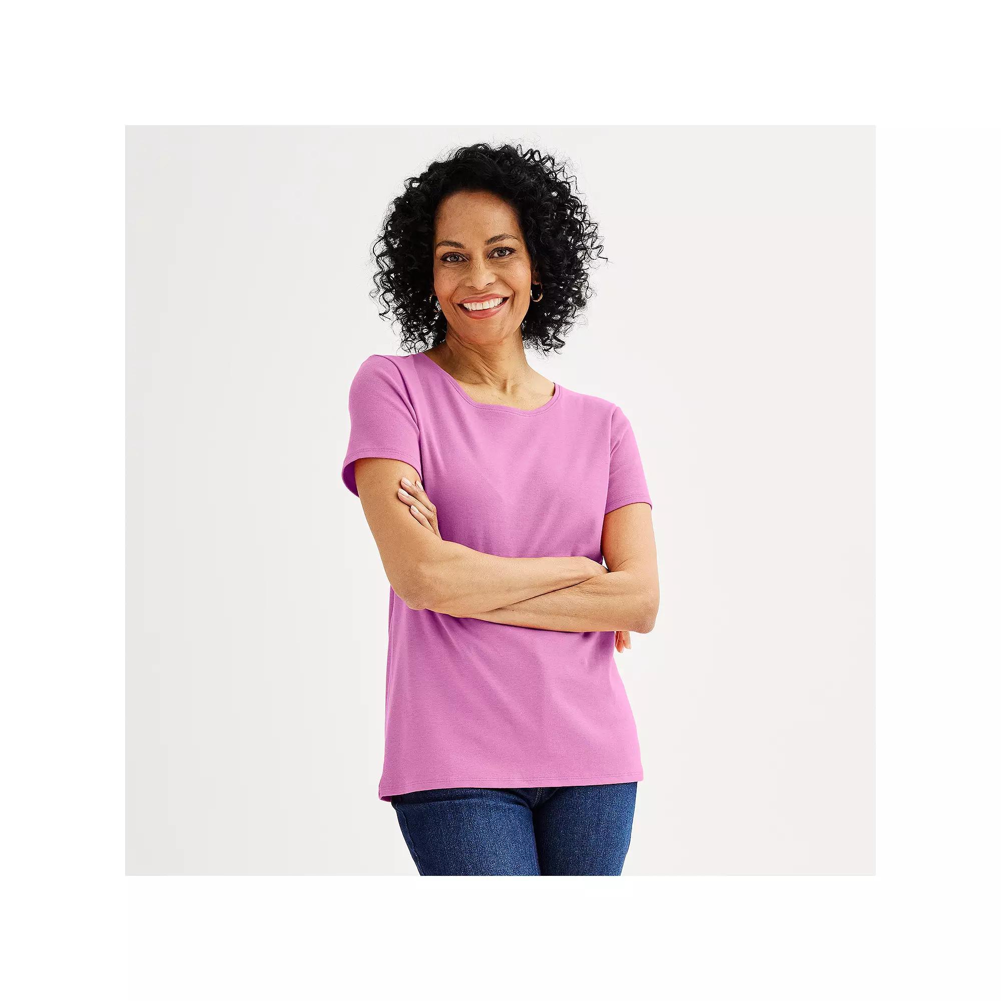 Women's Croft & Barrow® Essential Crewneck Tee, Size: XL, Pink Wonder Product Image