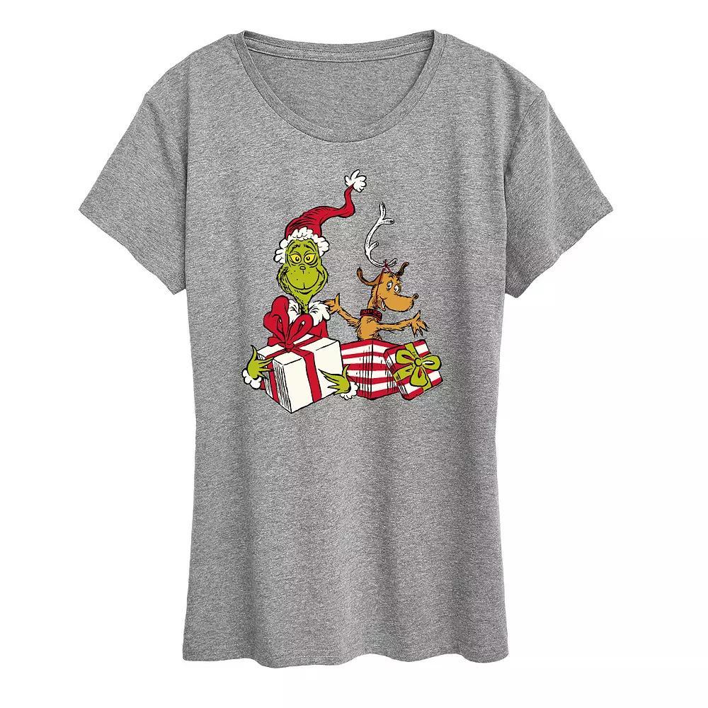 Women's Dr. Seuss The Grinch Max and Grinch Graphic Tee, Girl's, Size: XXL, Grey Gray Product Image