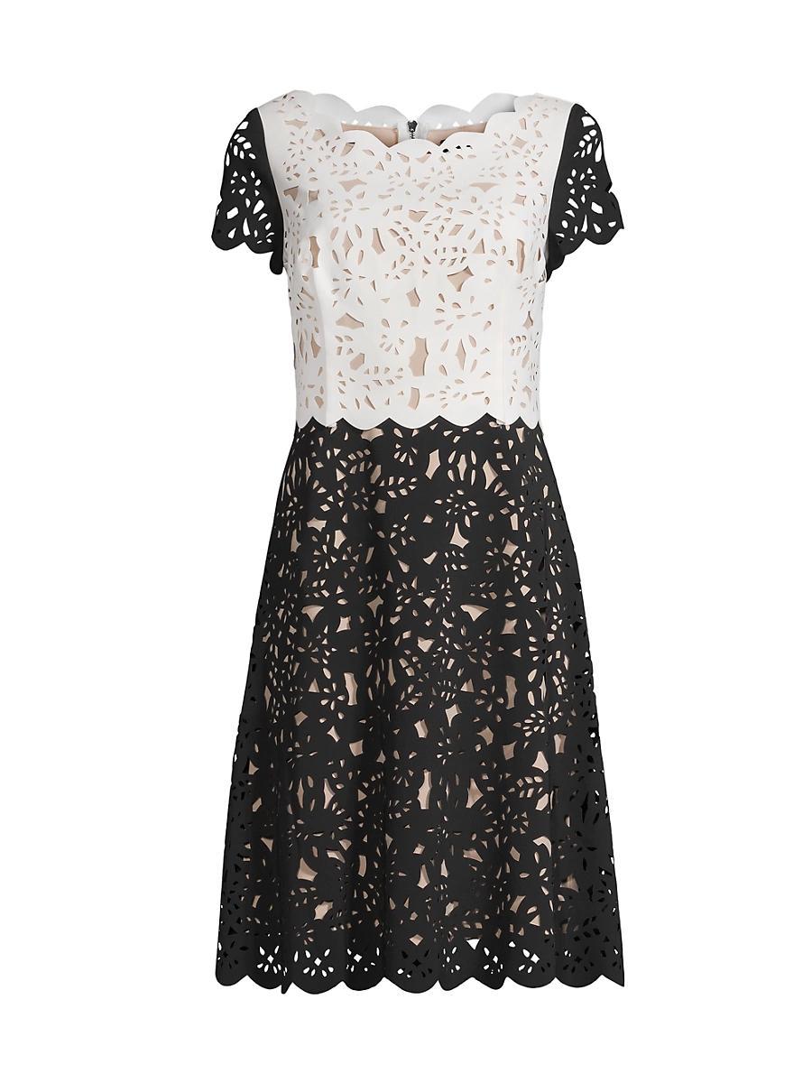 Womens Laser-Cut Two-Tone Dress Product Image