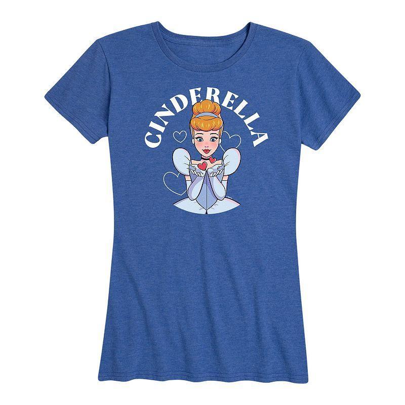 Disney Princess Cinderella Plus Kiss Graphic Tee, Women's, Size: 2XL, Grey Royal Blue Product Image