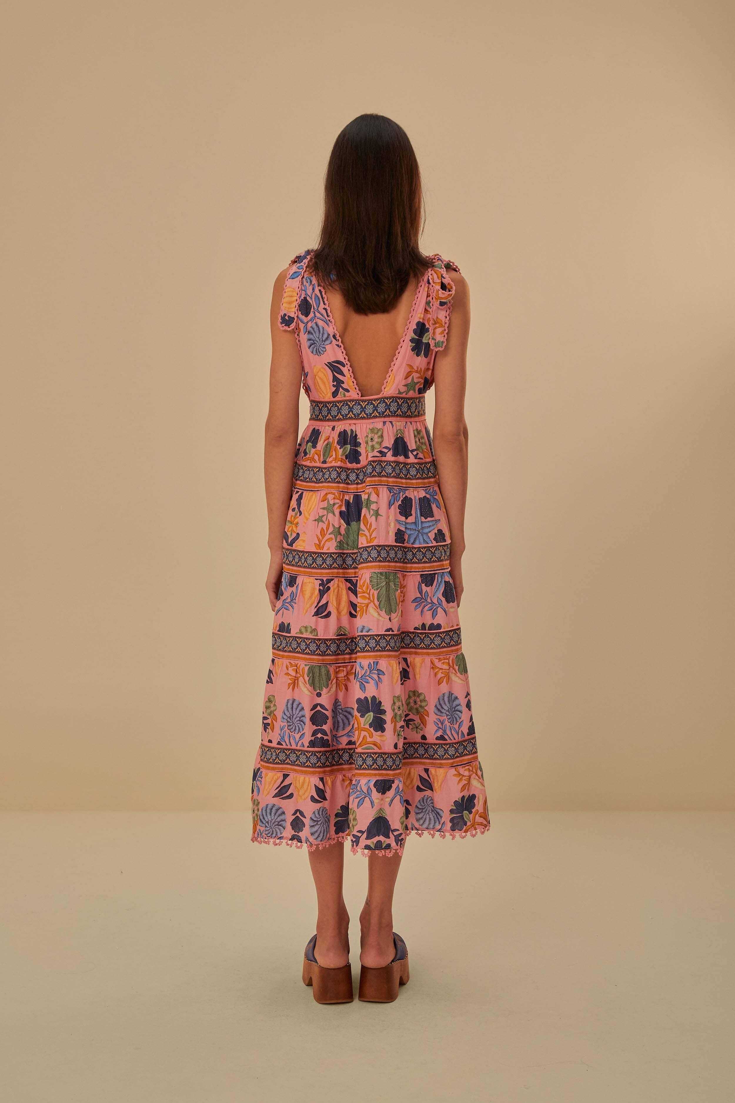 Pink Seashell Tapestry Midi Dress Product Image