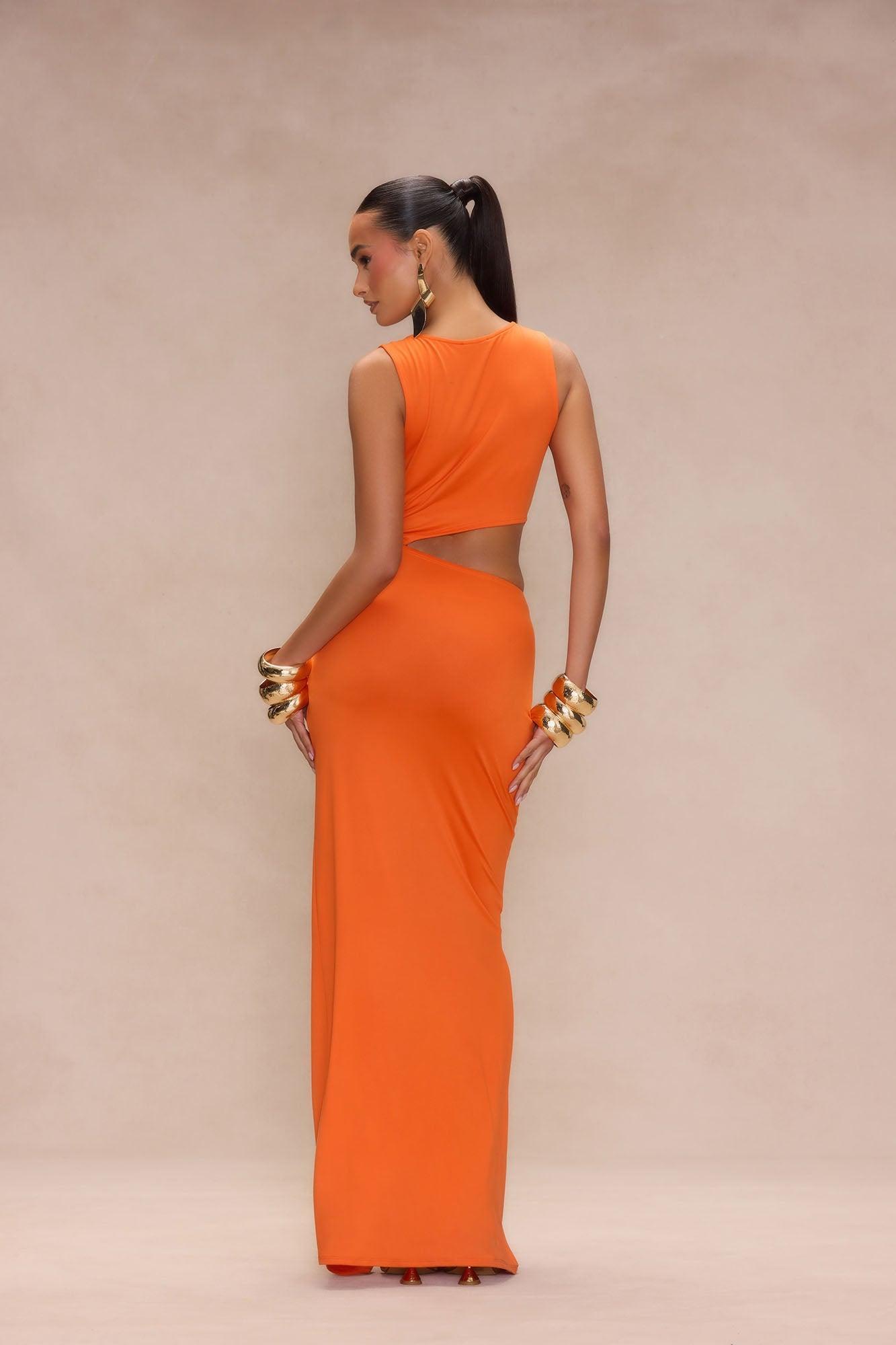 Bahama Ruched Maxi Dress - Orange Product Image