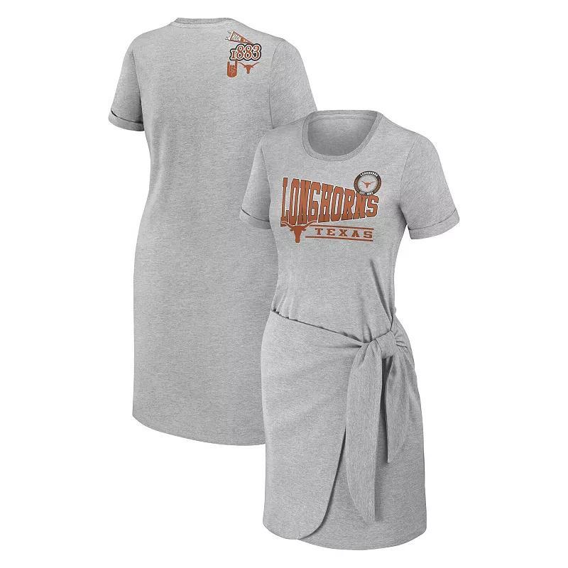 Womens WEAR by Erin Andrews Heather Gray Texas Longhorns Knotted T-Shirt Dress Product Image