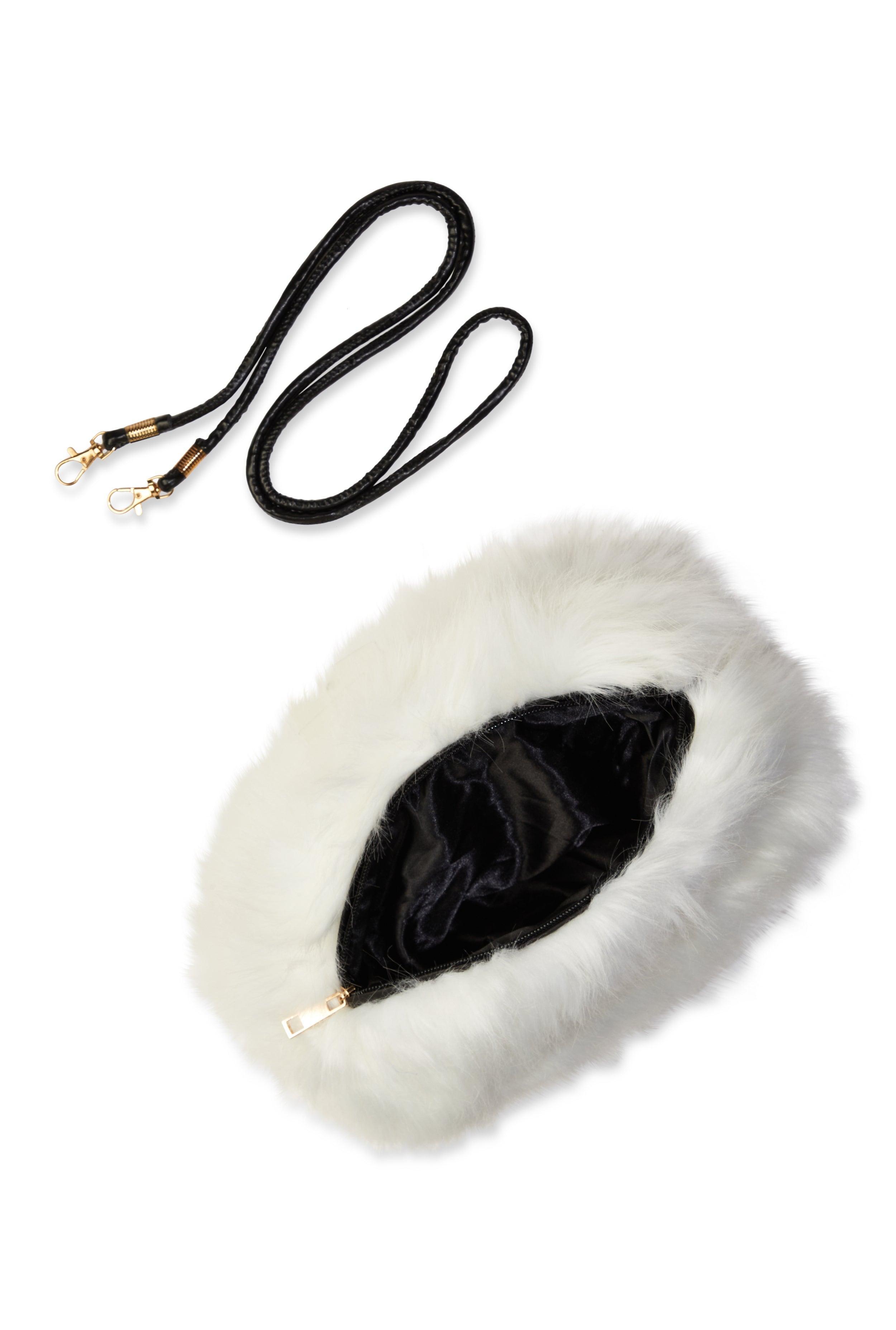 Womens Faux Fur Hand Muff Crossbody Bag Product Image